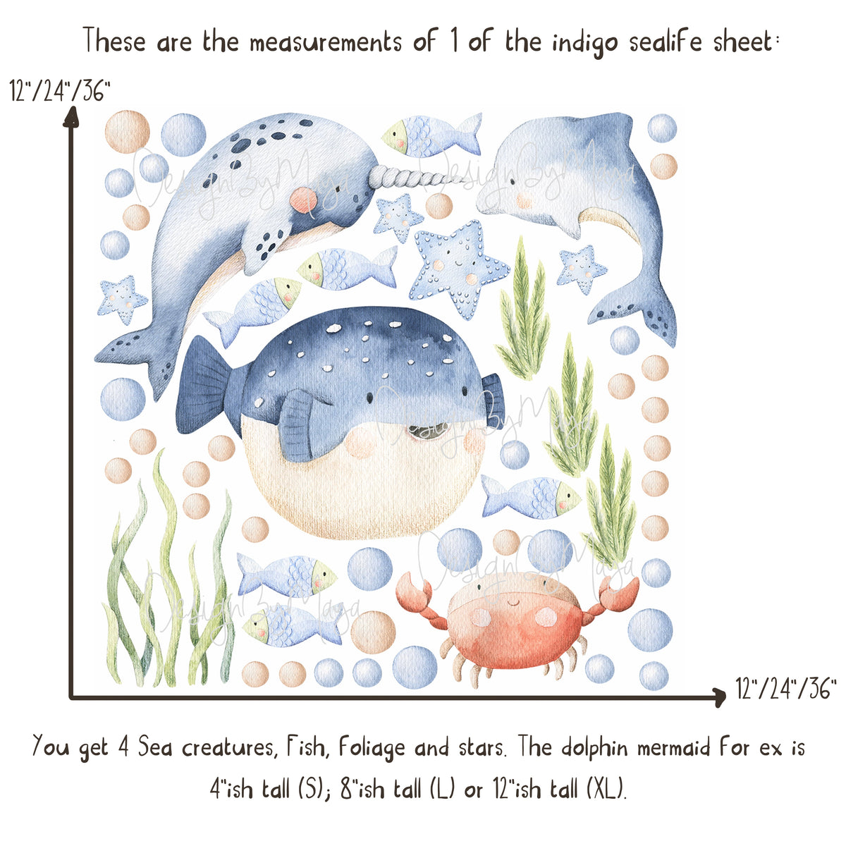 Marine And Sealife Decals - Fabric Nursery Wall Art Decals