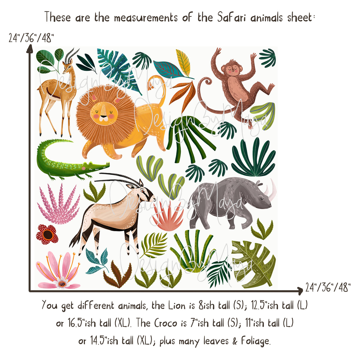 Jungle Animals Tropical Theme - Fabric Nursery Wall Art Decals
