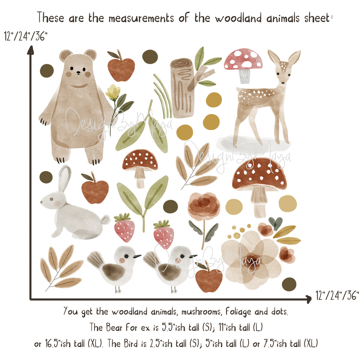 Woodland Baby Forest Animals - Fabric Nursery Wall Art Decals