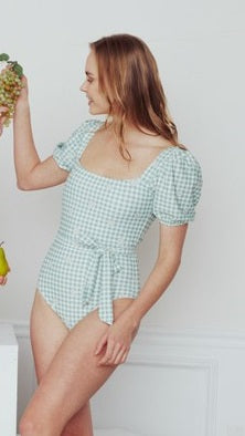 F1816-gingham Daisy Mint