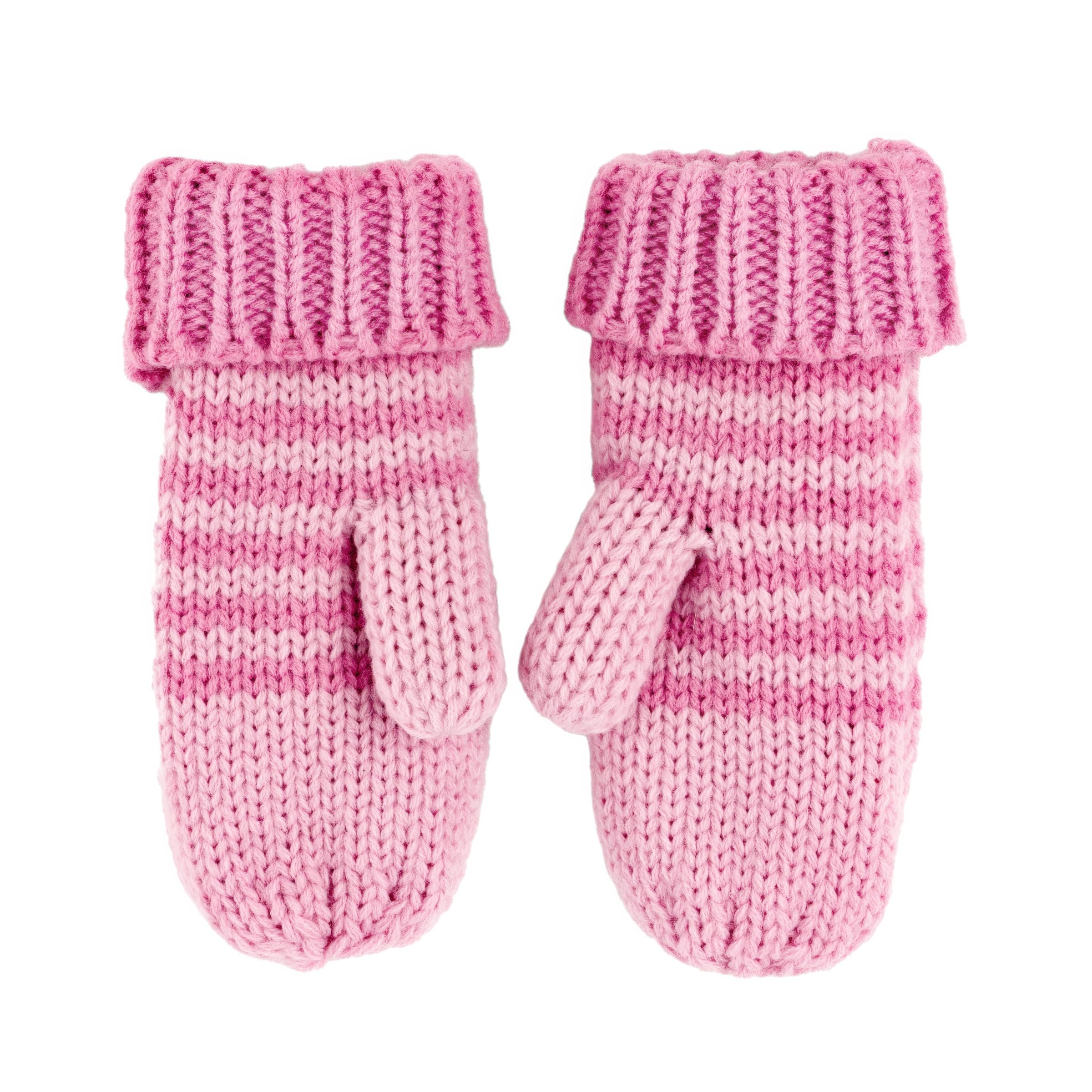 Kids Kitty Cat Stripe Knit Mittens - Soft, Fleece Lined, For Toddlers And Children Of All Ages
