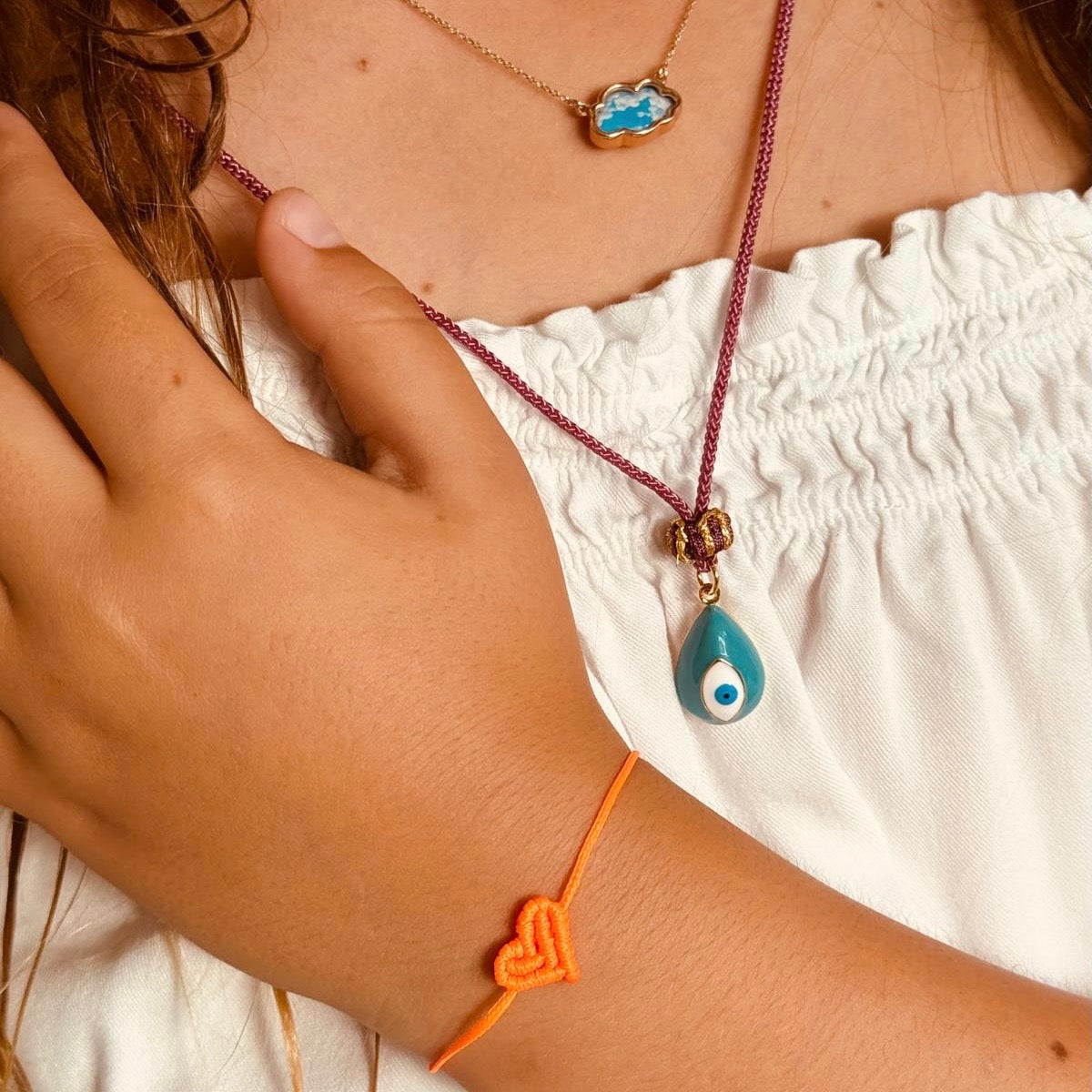 Kids Mini Neon Orange Heart Bracelet