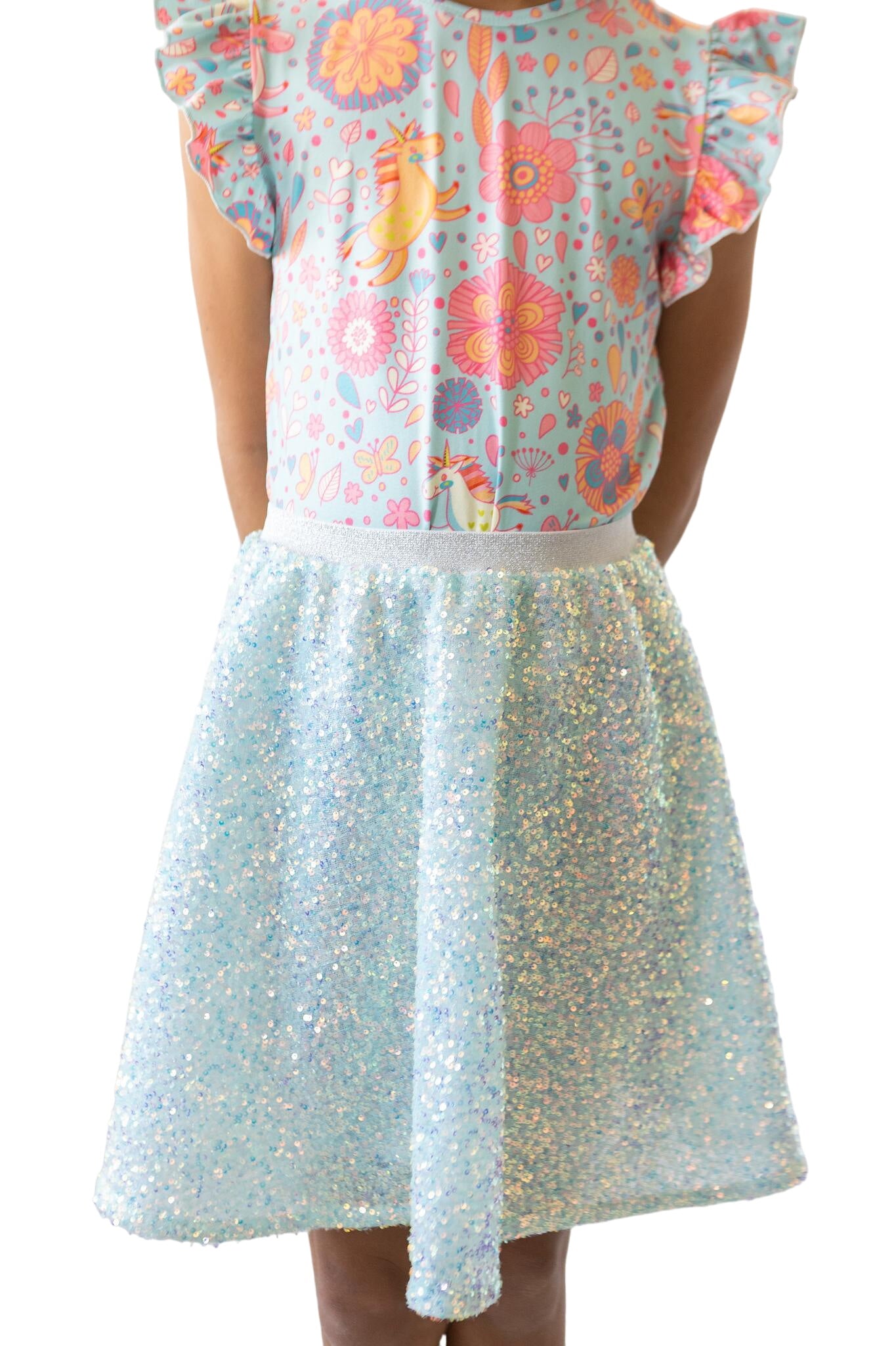 Aqua Sequin Twirl Skirt