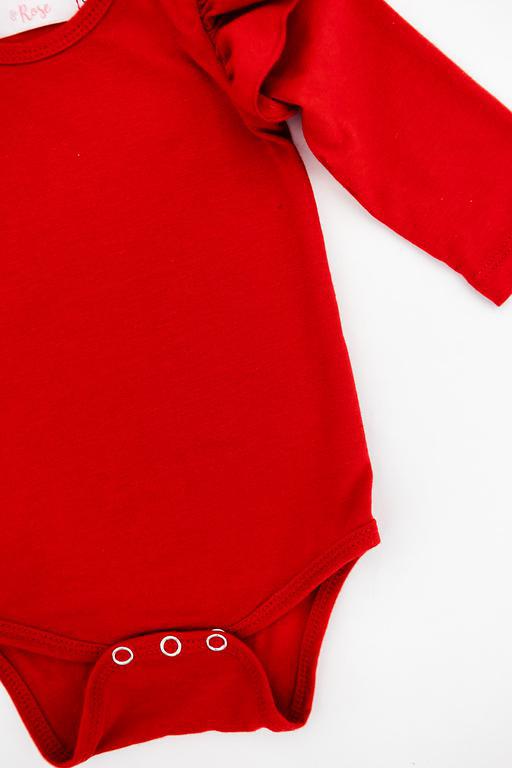 Red L/s Flutter Bodysuit