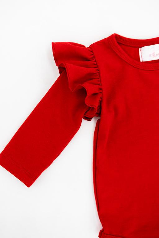 Red L/s Flutter Bodysuit