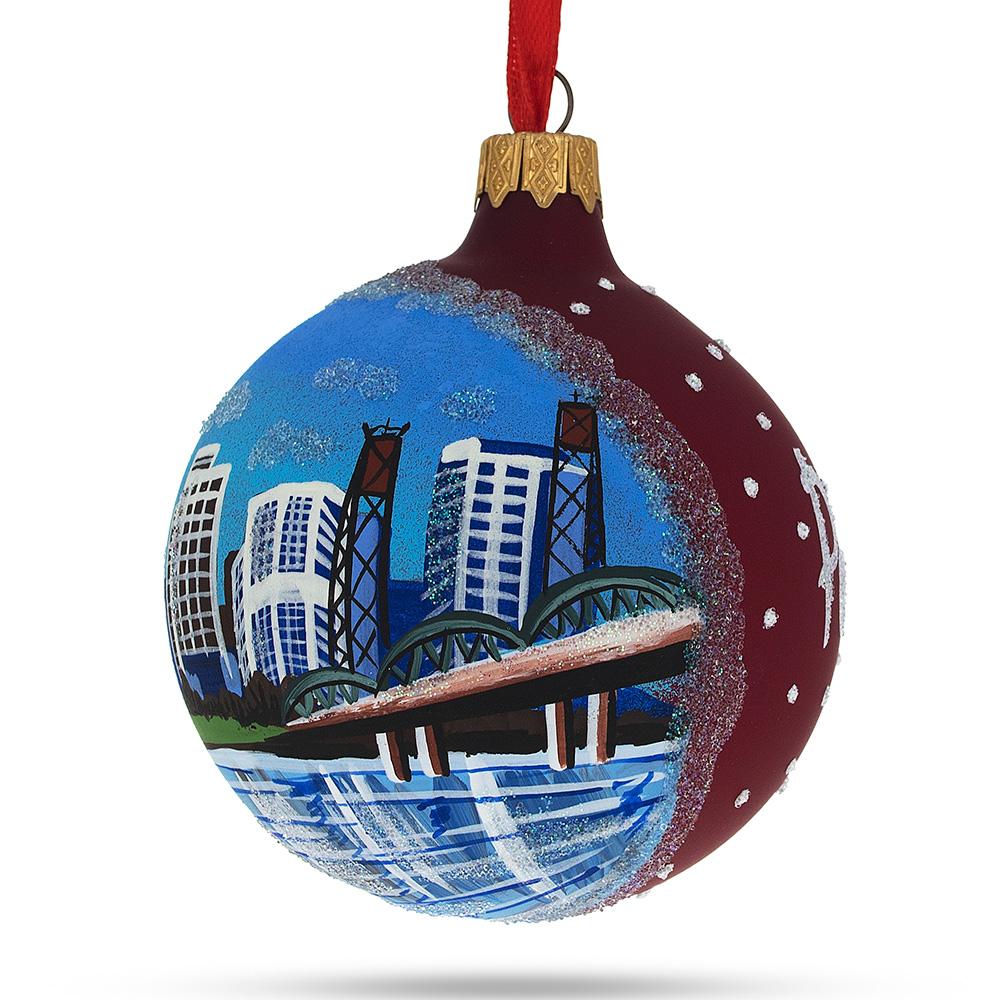 Portland, Oregon Glass Ball Christmas Ornament 3.25 Inches