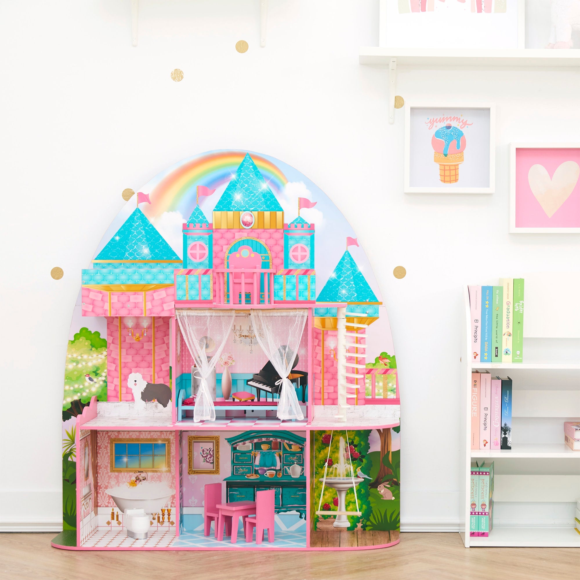 Olivia's Little World Furnished Castle Dollhouse For 12" Dolls, Multicolor