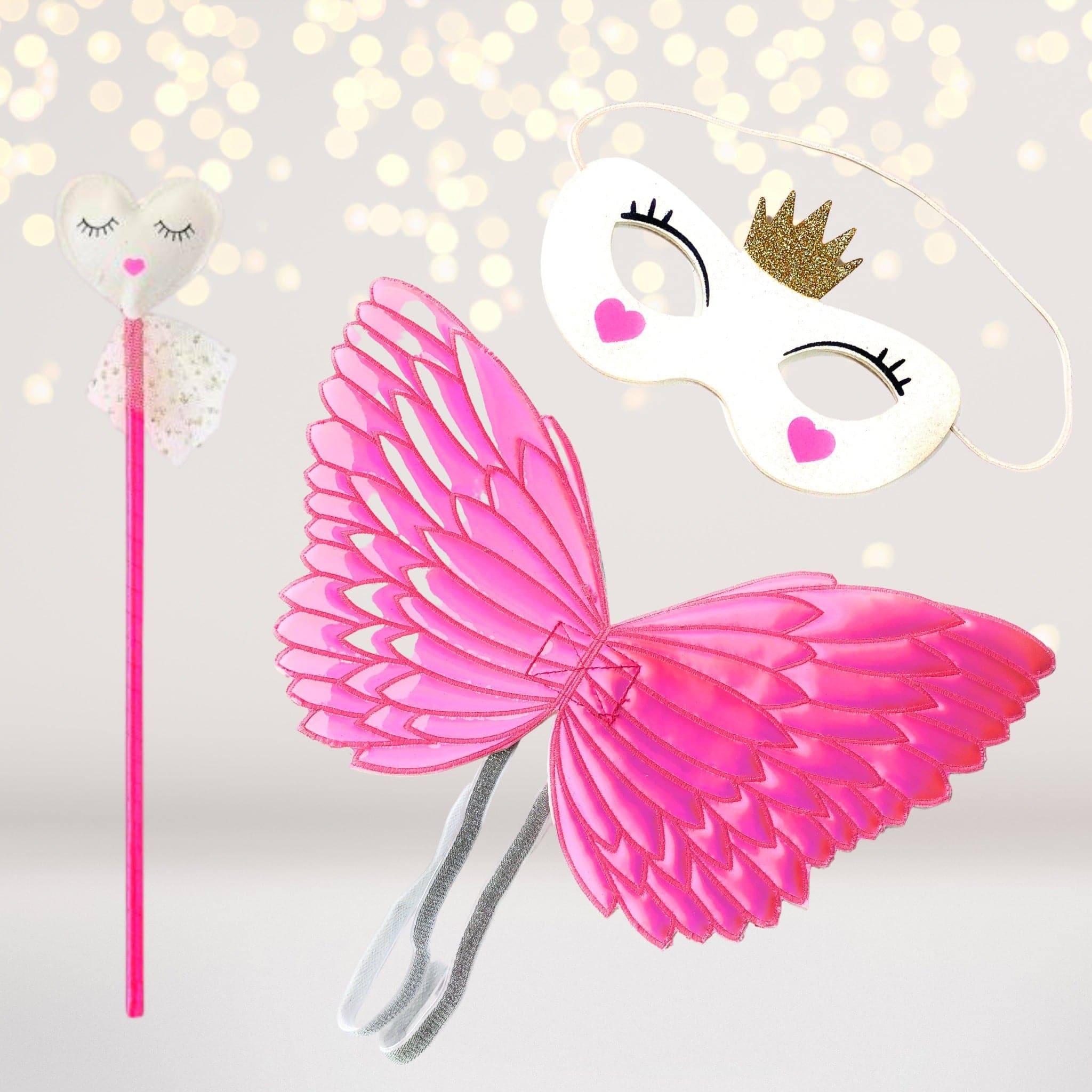 Fairy Princess Pretend Play Set With Wand, Costume Mask, Wings, And Hair Accessories