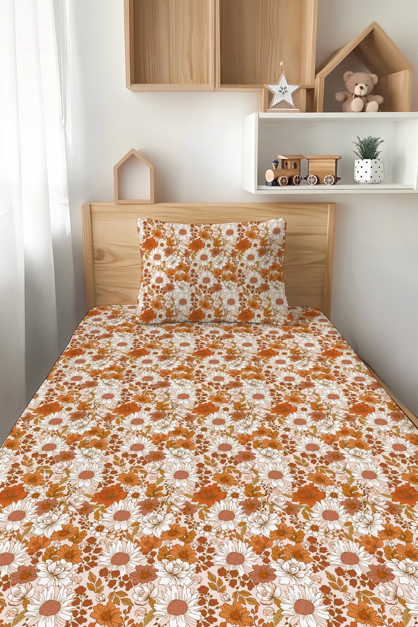 Falling For Florals Twin Fitted Sheet And Pillowcase Set