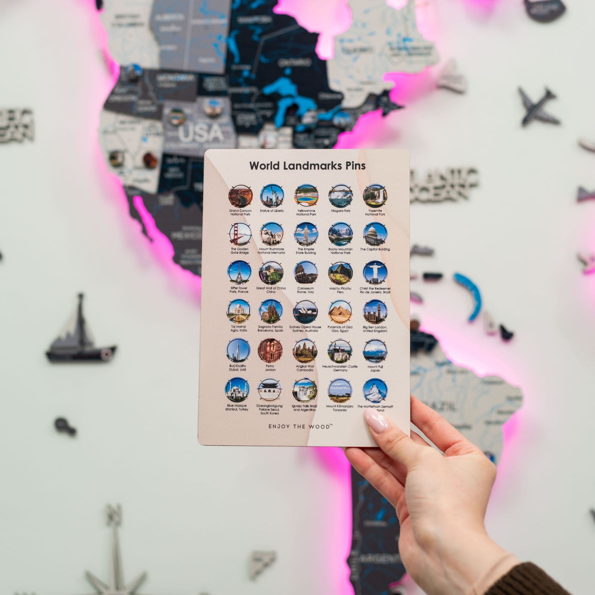 Wooden Sightseeings Sticky Pins