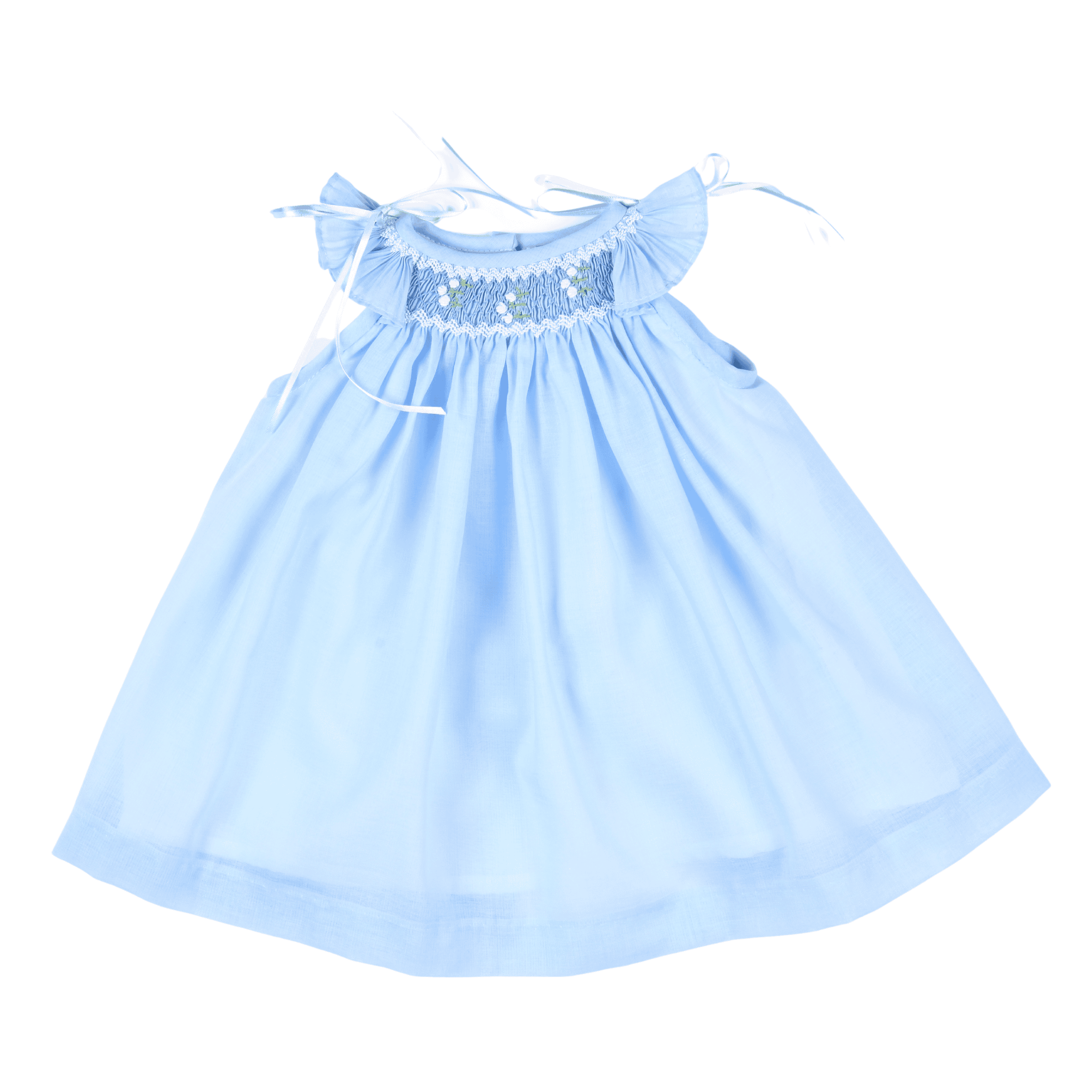 Fany | Blue Cotton Smocked Dress