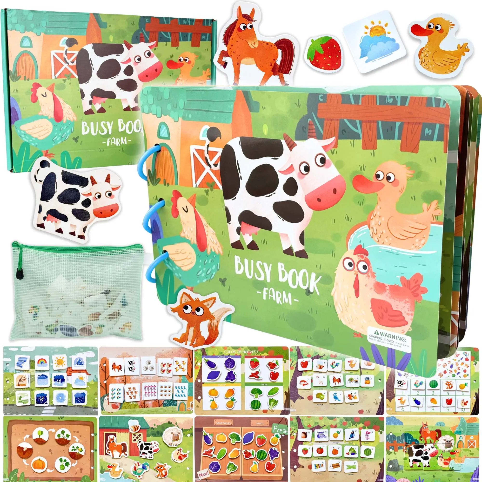 Farm Busy Book With Zipper Pouch