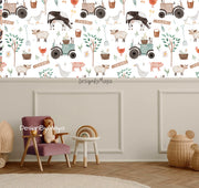 Baby Lamb And Tractor Farm Wallpaper - Nursery Wall Decor Wallpapers