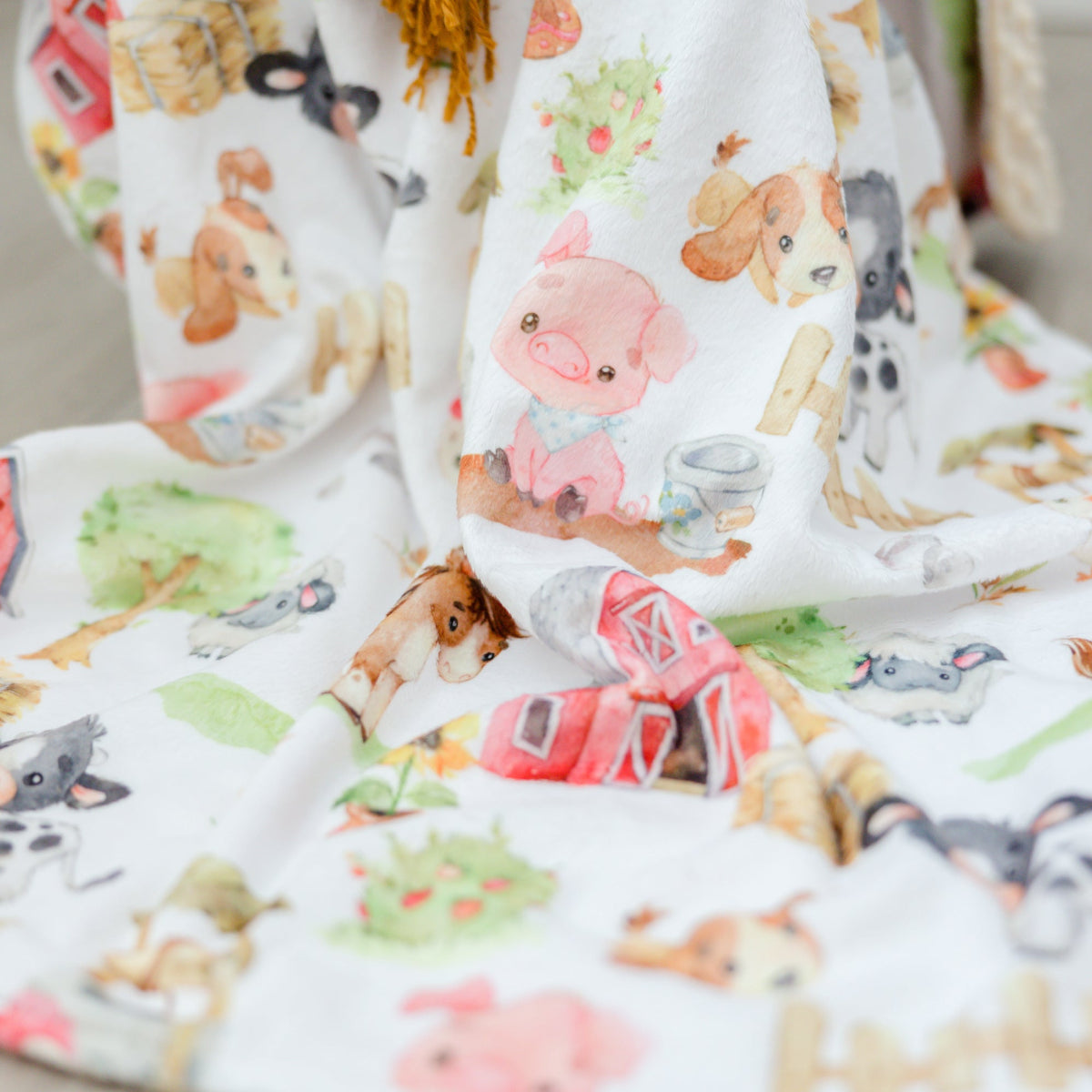 Farm Animals Minky Baby Blanket