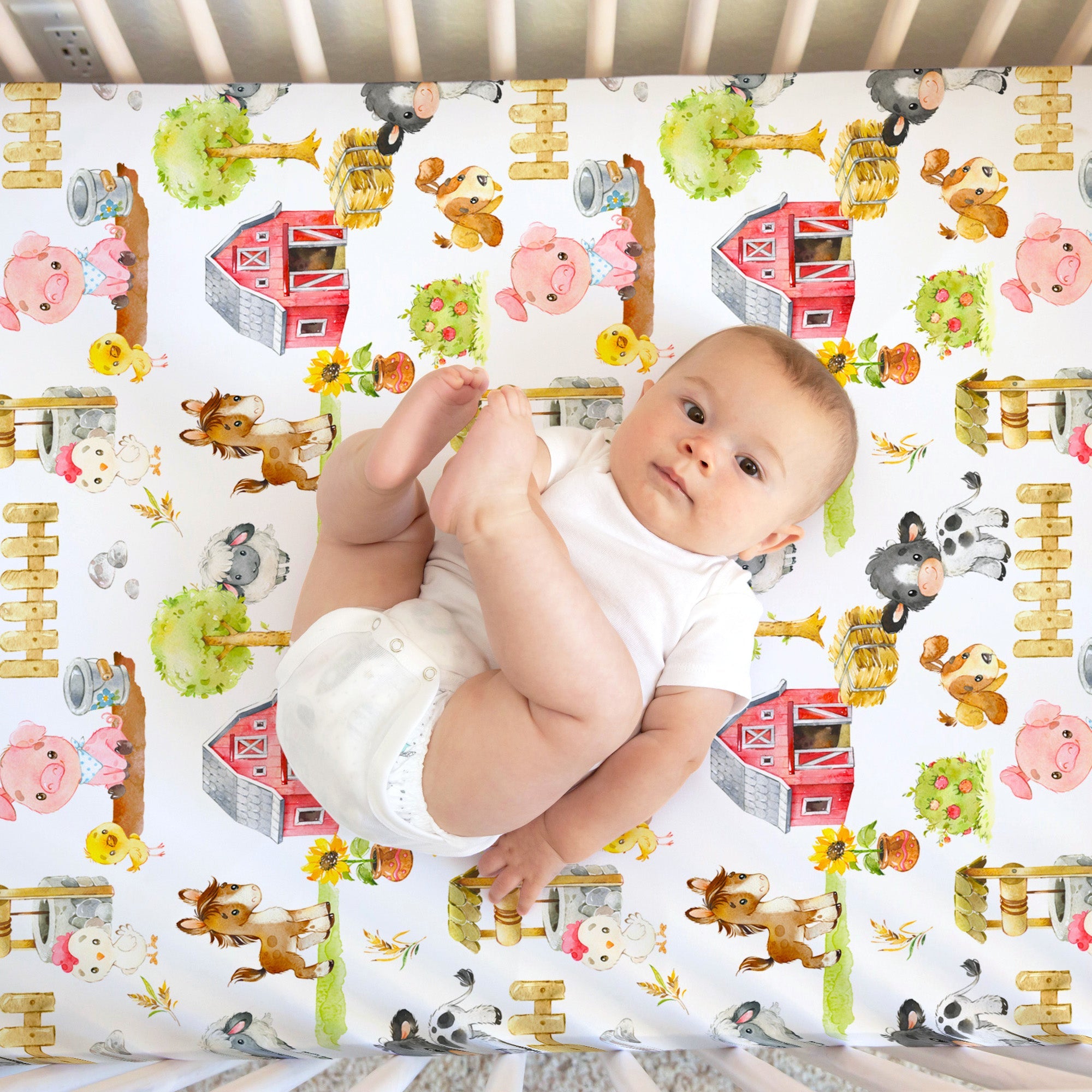 Farm Animals Fitted Crib Sheet