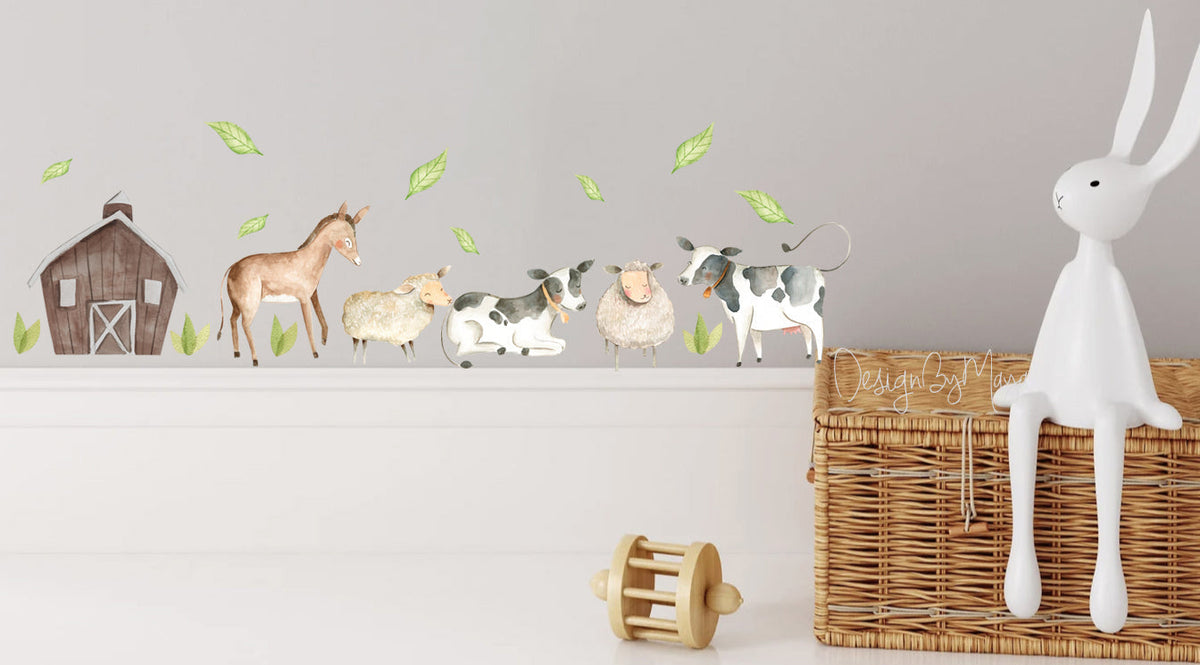 Farm Animals And Friends - Fabric Nursery Wall Art Decals