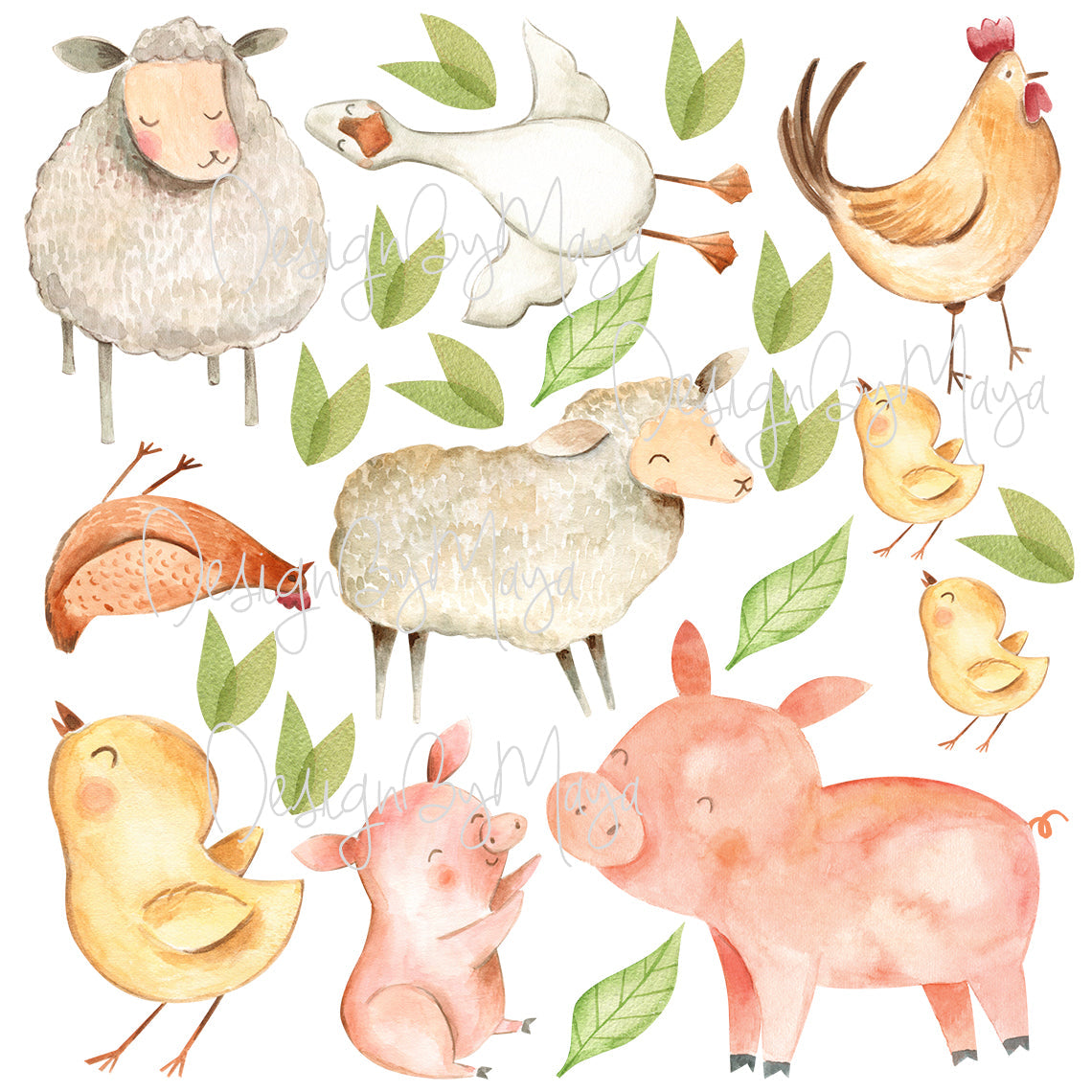 Farm Animals And Friends - Fabric Nursery Wall Art Decals