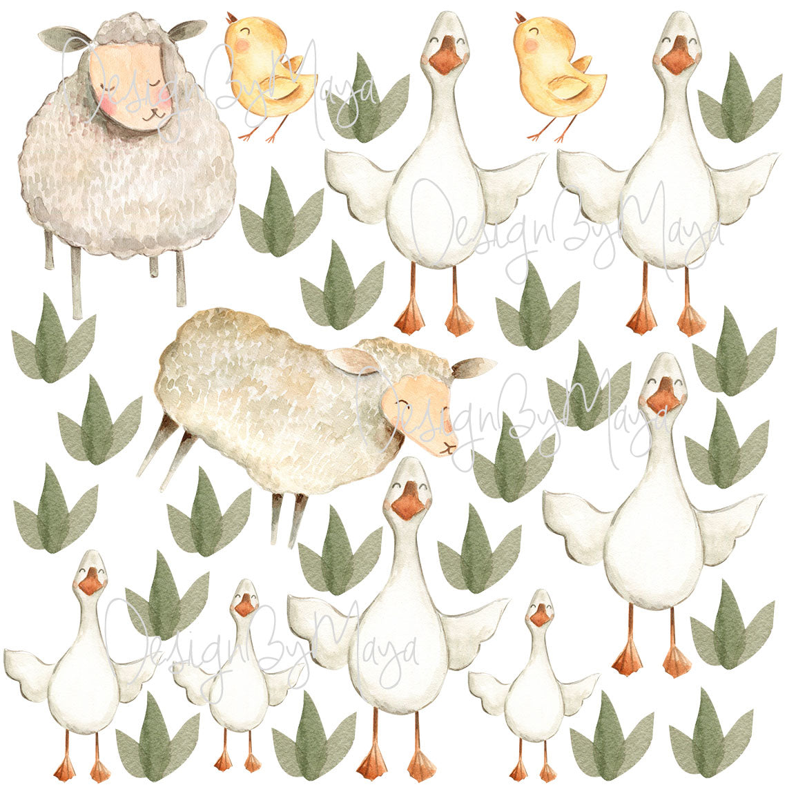 Farm Animals Faces - Fabric Nursery Wall Art Decals