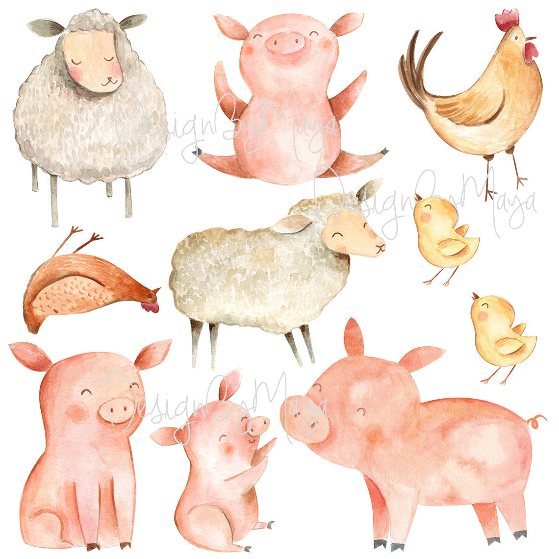 Farm Animals And Friends - Fabric Nursery Wall Art Decals