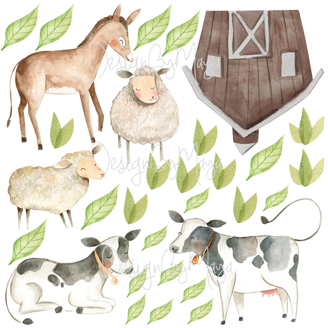 Farm Animals Faces - Fabric Nursery Wall Art Decals