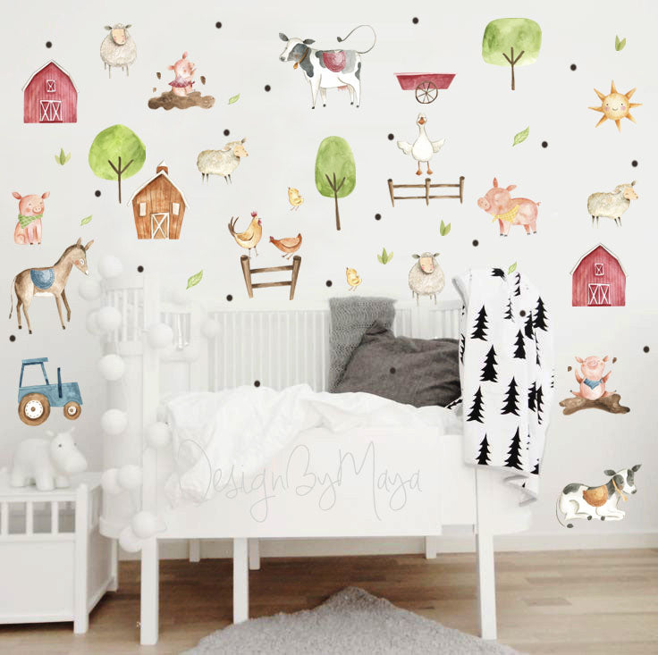 Farm Animals And Friends - Fabric Nursery Wall Art Decals