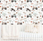 Farm Wallpaper Baby Animals And Foliage - Nursery Wall Decor Wallpapers