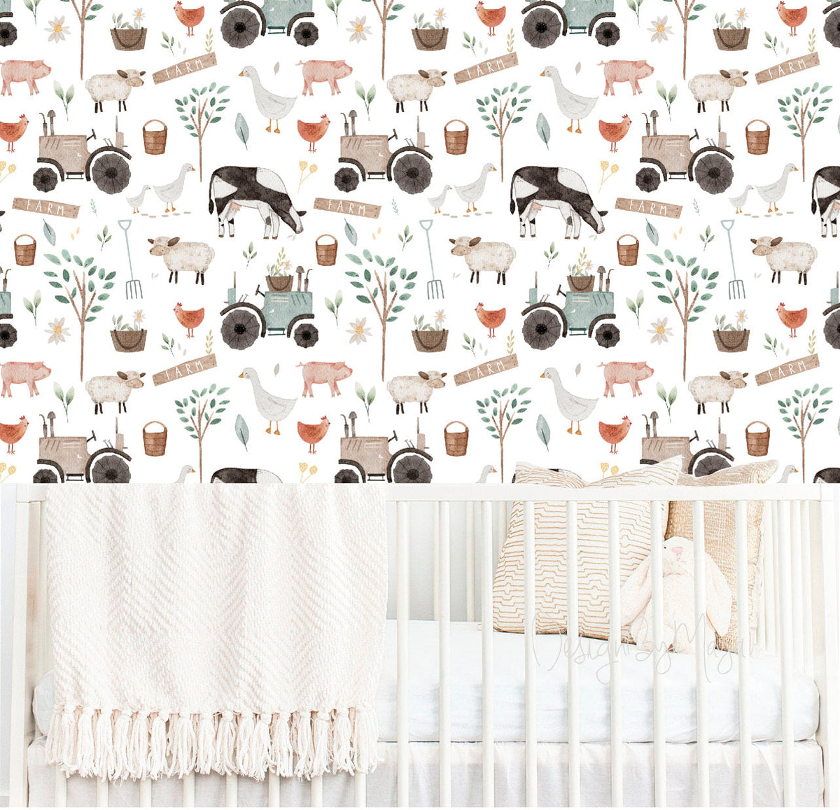 Bunny & Mushrooms Wallpaper - Nursery Wall Decor Wallpapers