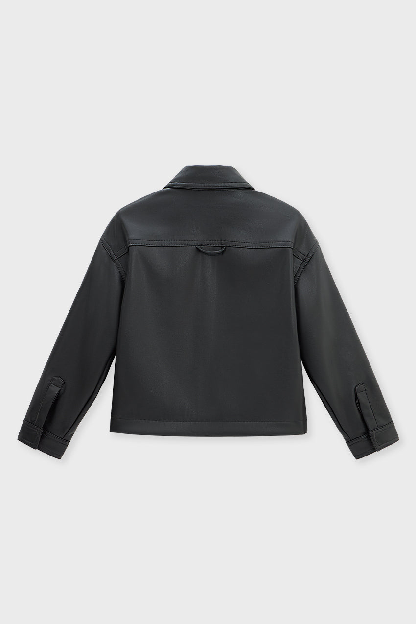 Faux Leather Boxy Shirt