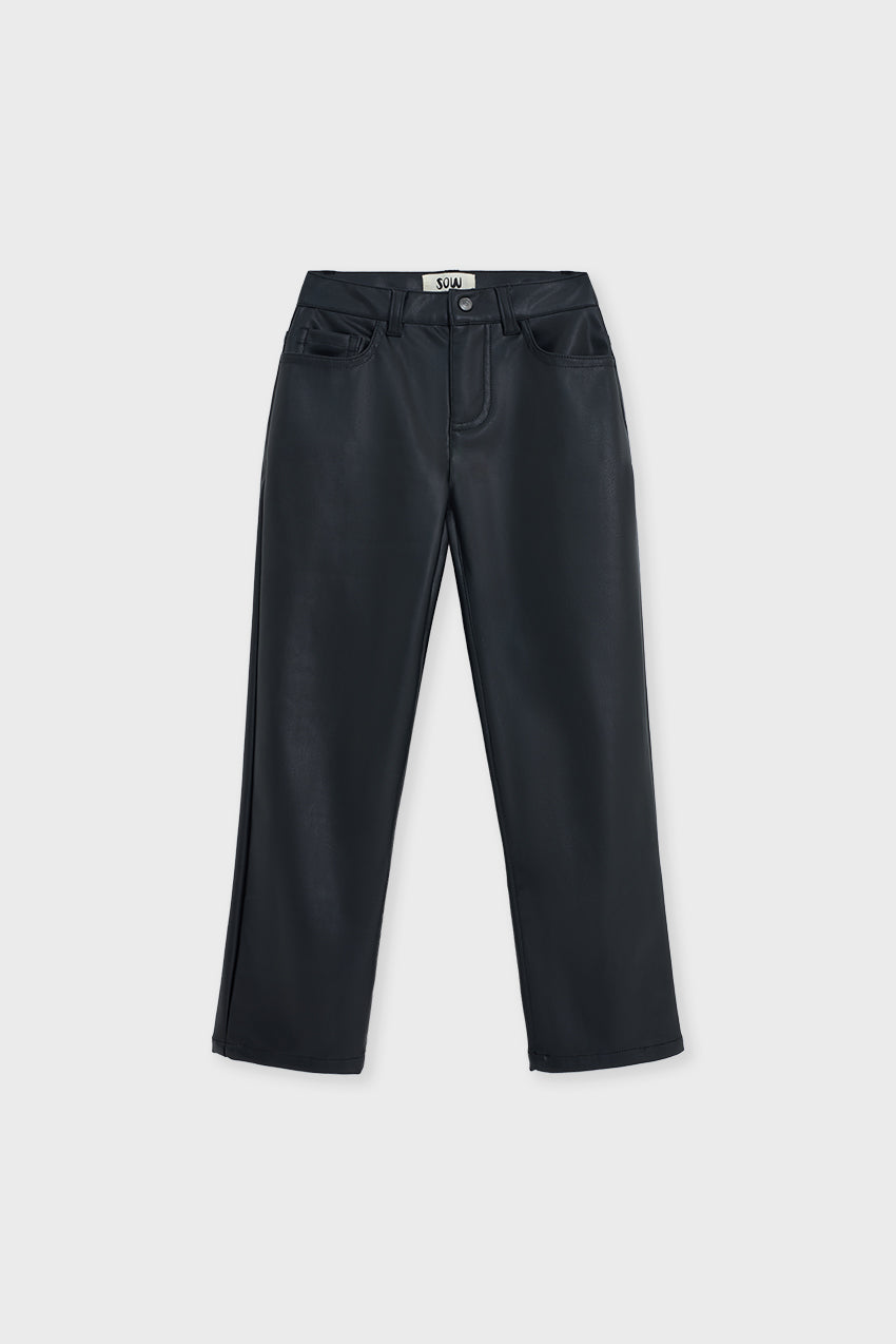 Faux Leather Straight Leg Pant