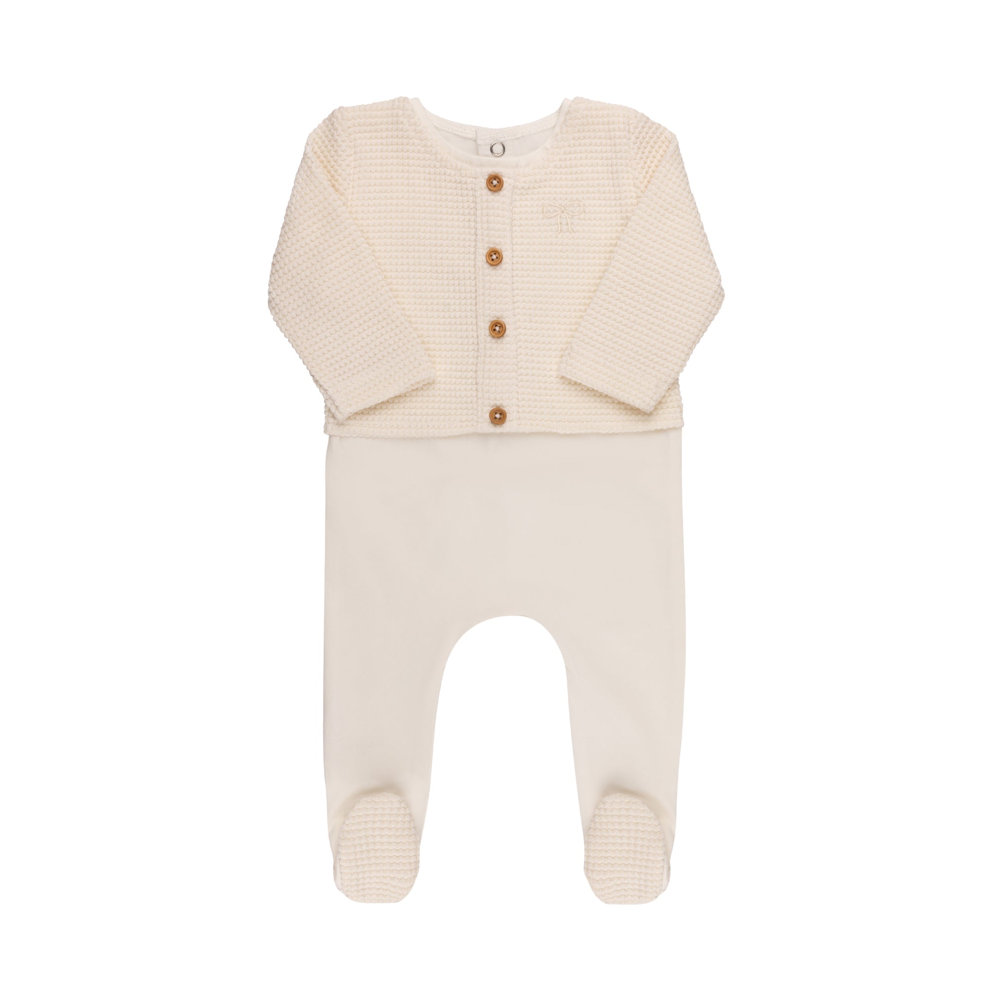 Faux Cardigan Footie & Hat (velour Edition)