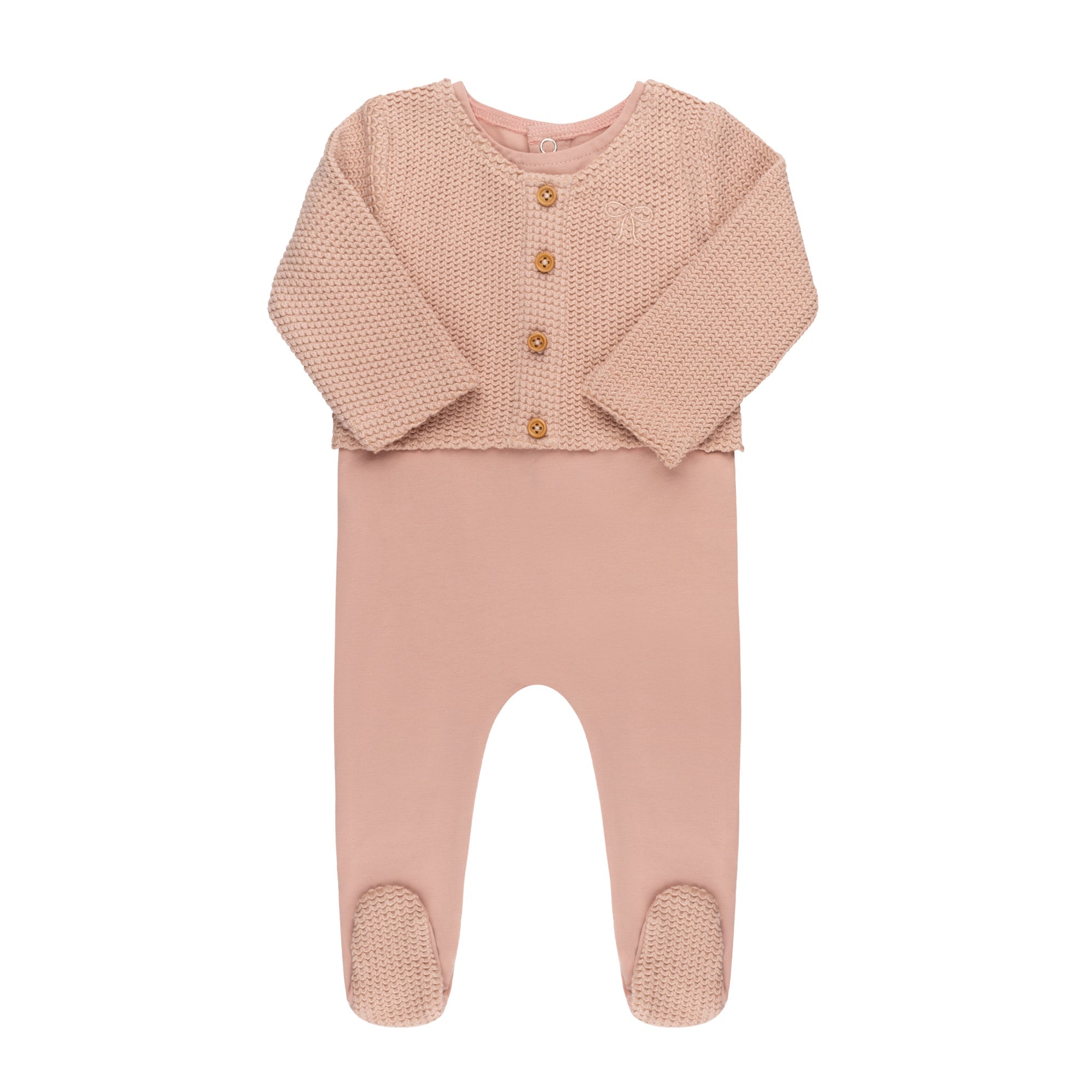 Faux Cardigan Footie & Hat (velour Edition)