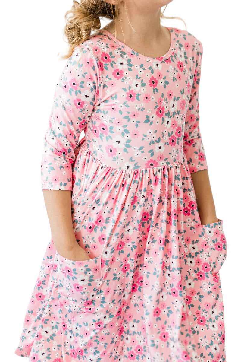 Azalea 3/4 Sleeve Pocket Twirl Dress