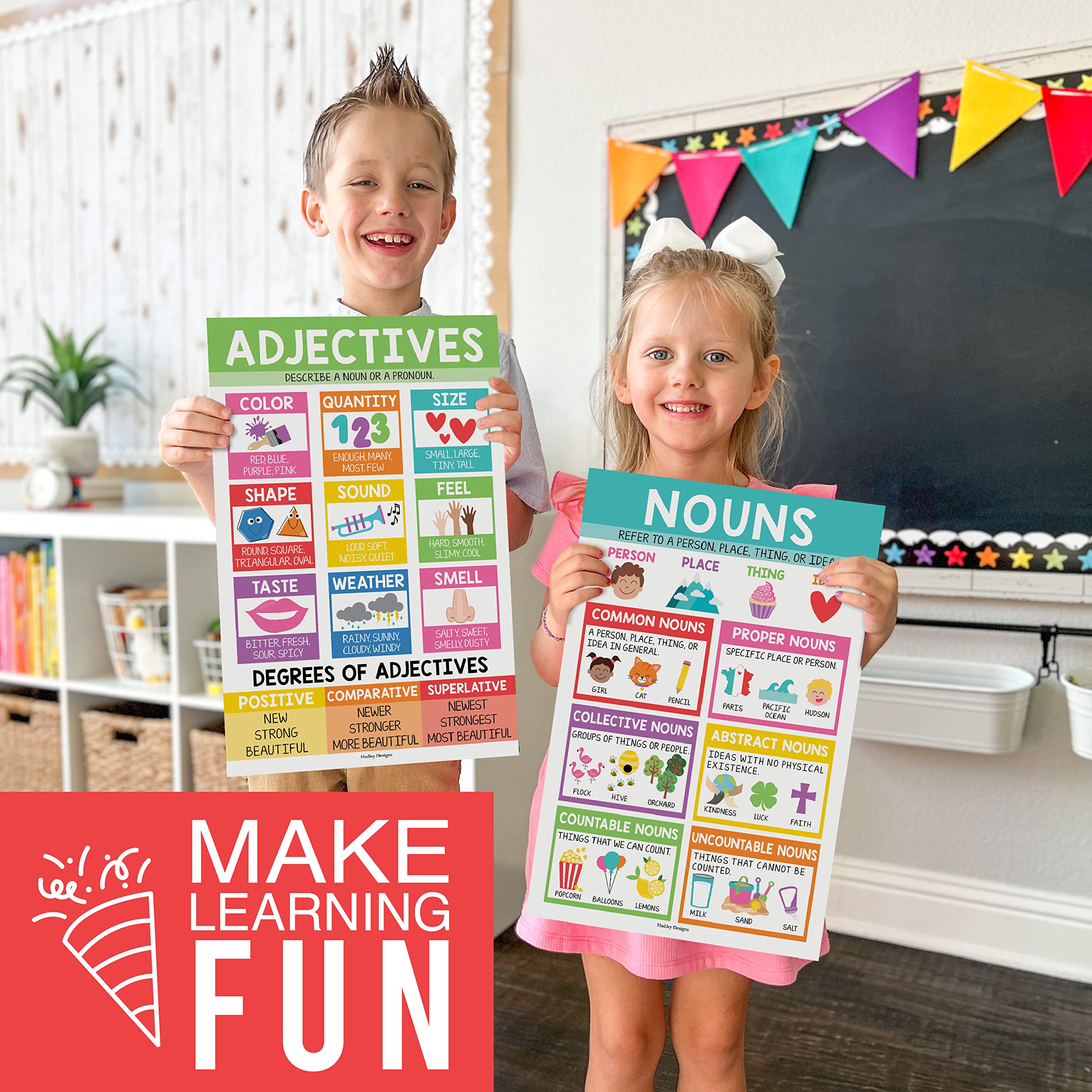Parts Of Speech Kit: Colorful 12 Poster Pack