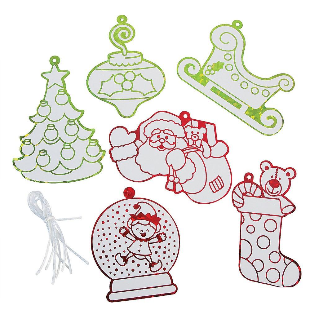 Set Of 6 Foil Christmas Ornaments