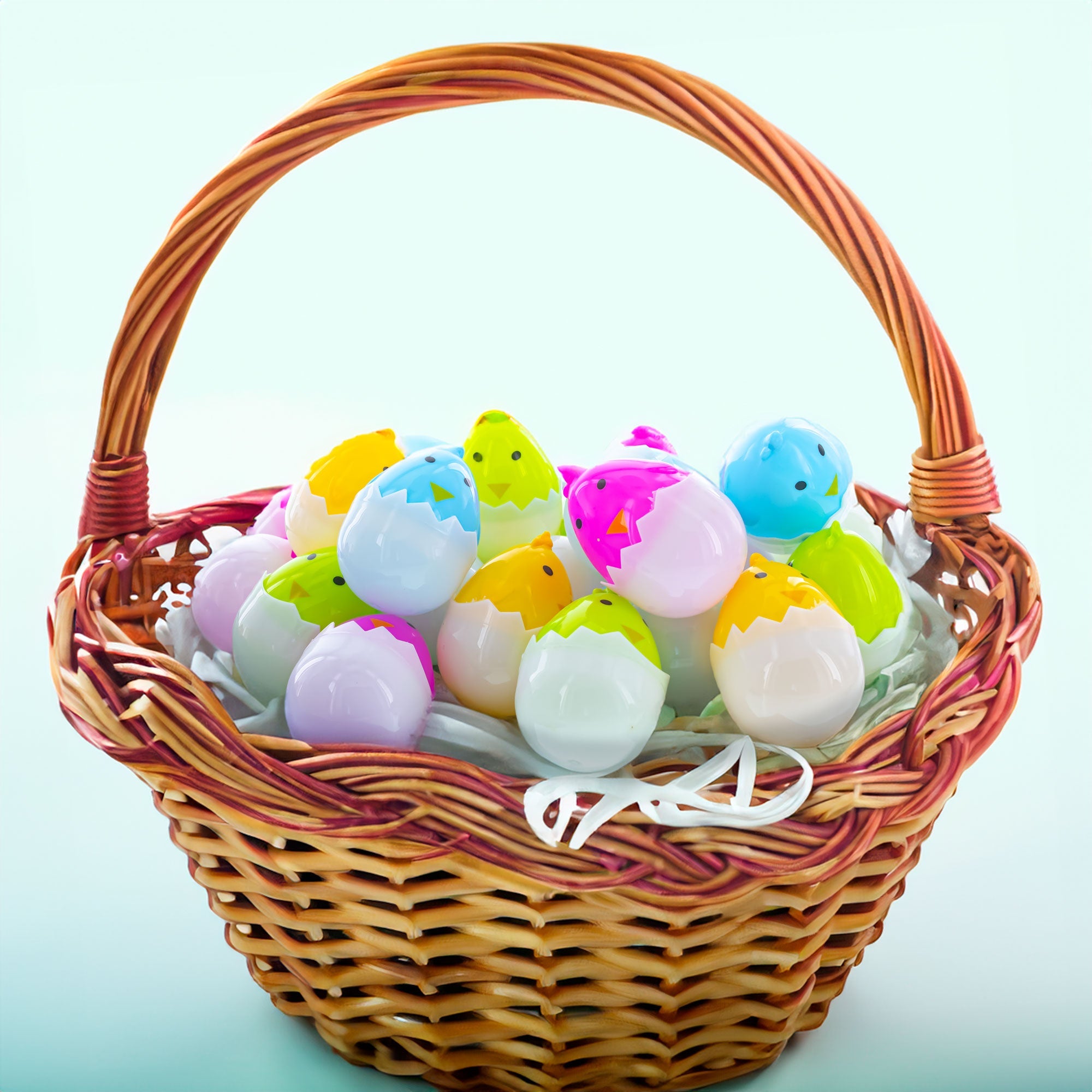 Set Of 24 Assorted Colorful Chick Plastic Easter Eggs