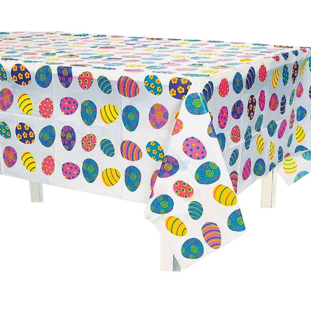 Colorful Plastic Easter Egg Table Cover 54 Inches X 72 Inches