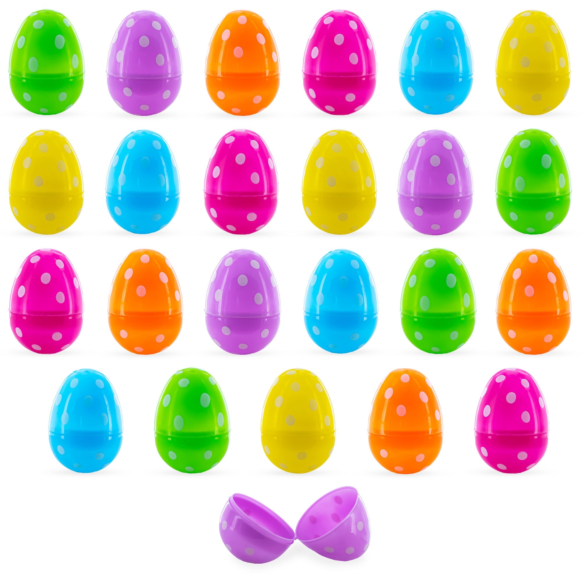 Set Of 24 Polka Dot Plastic Easter Eggs