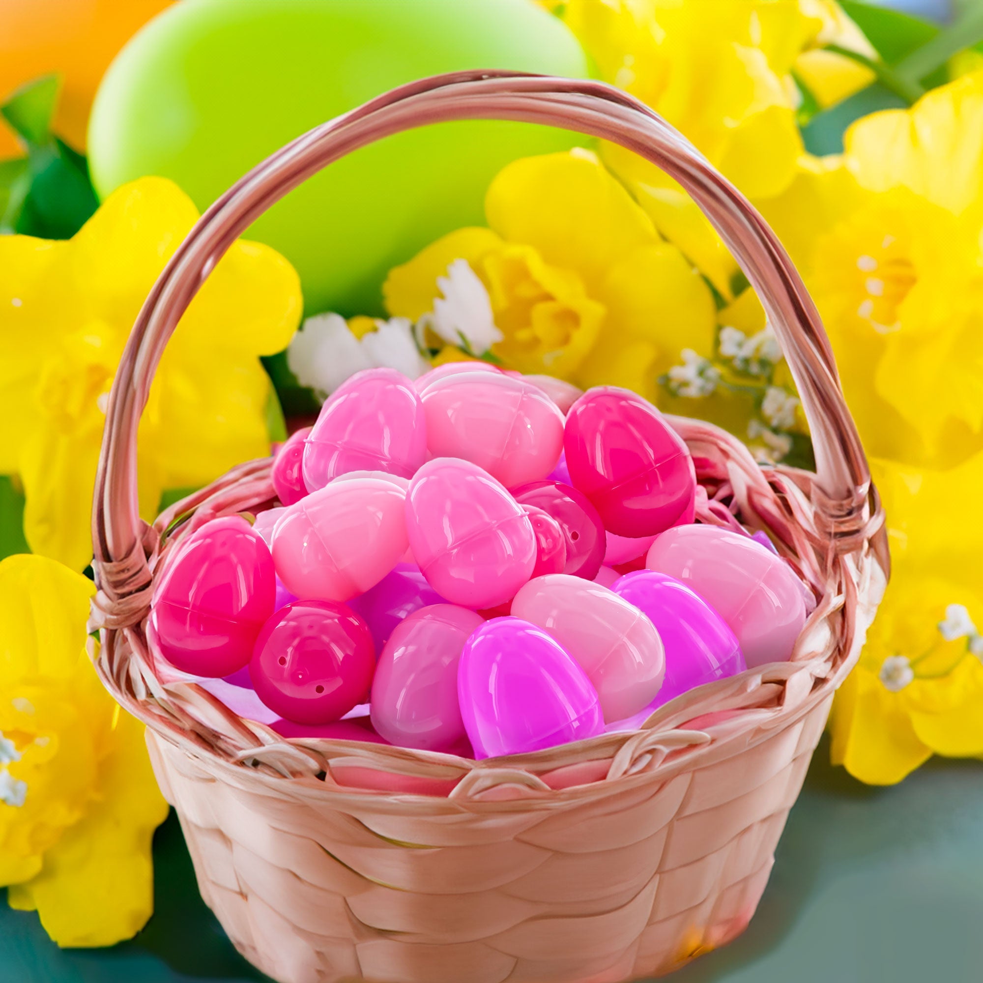 Set Of 24 Pink Plastic Easter Eggs