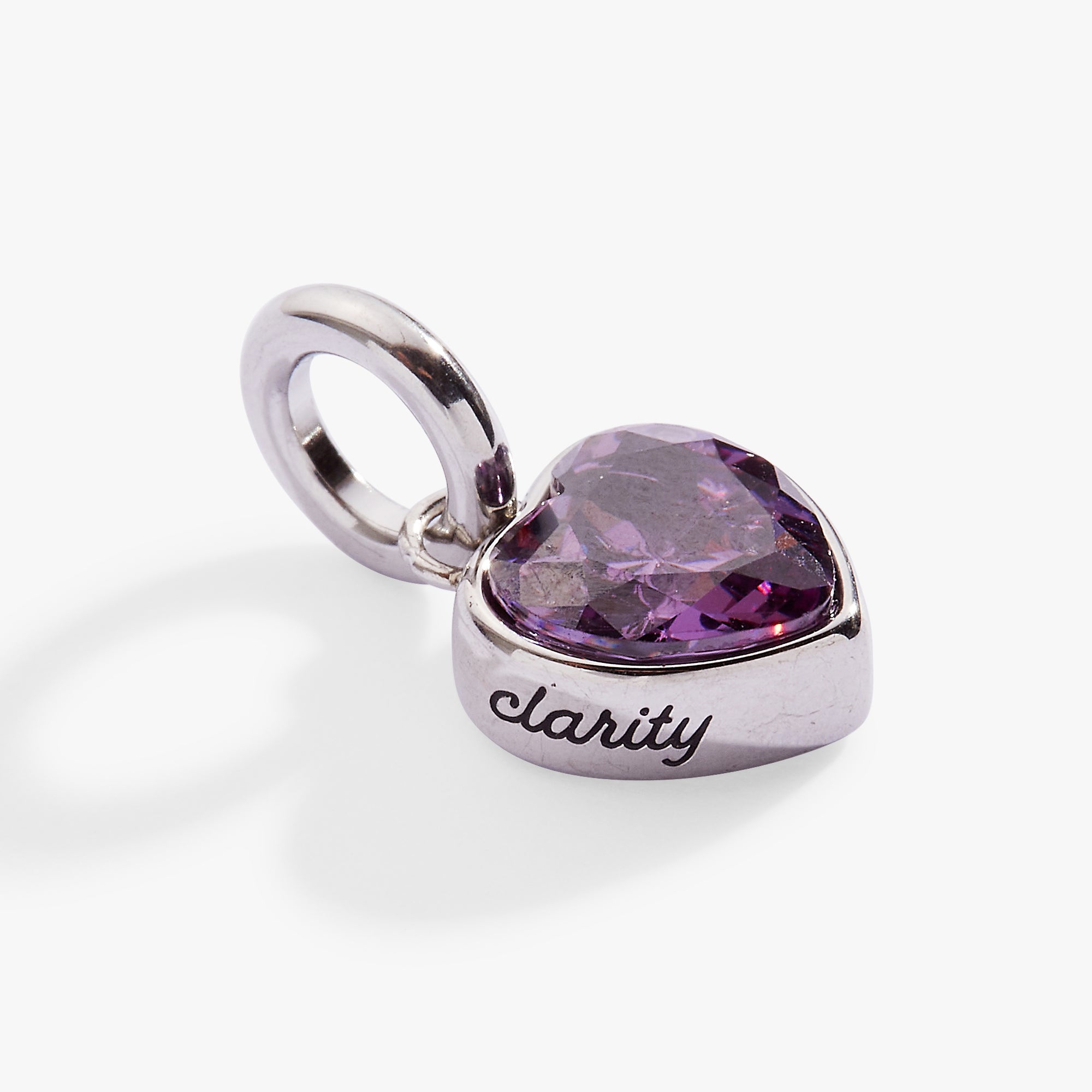 February 'clarity' Heart Birthstone Charm