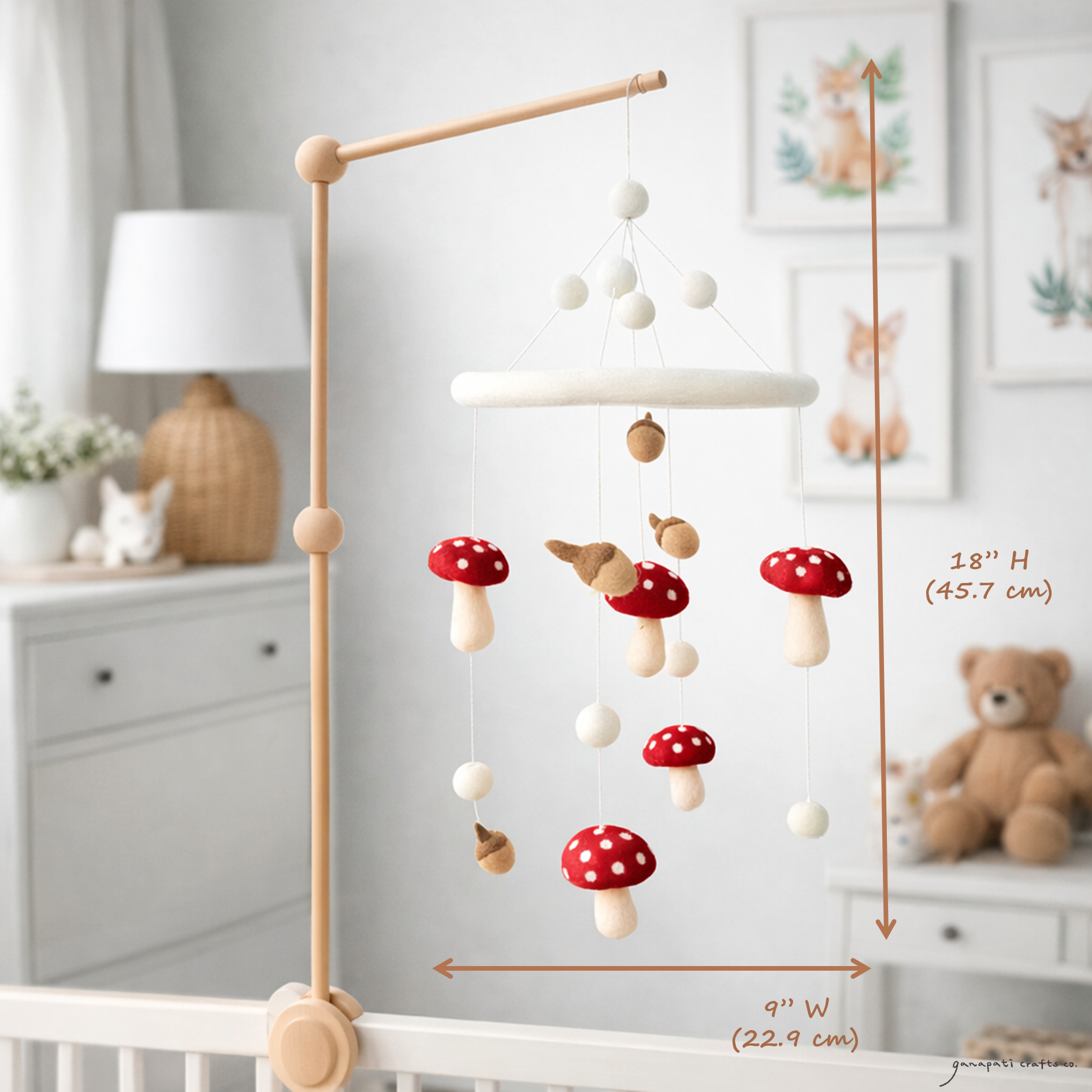 Felt Baby Mobile - Mushrooms And Acorns