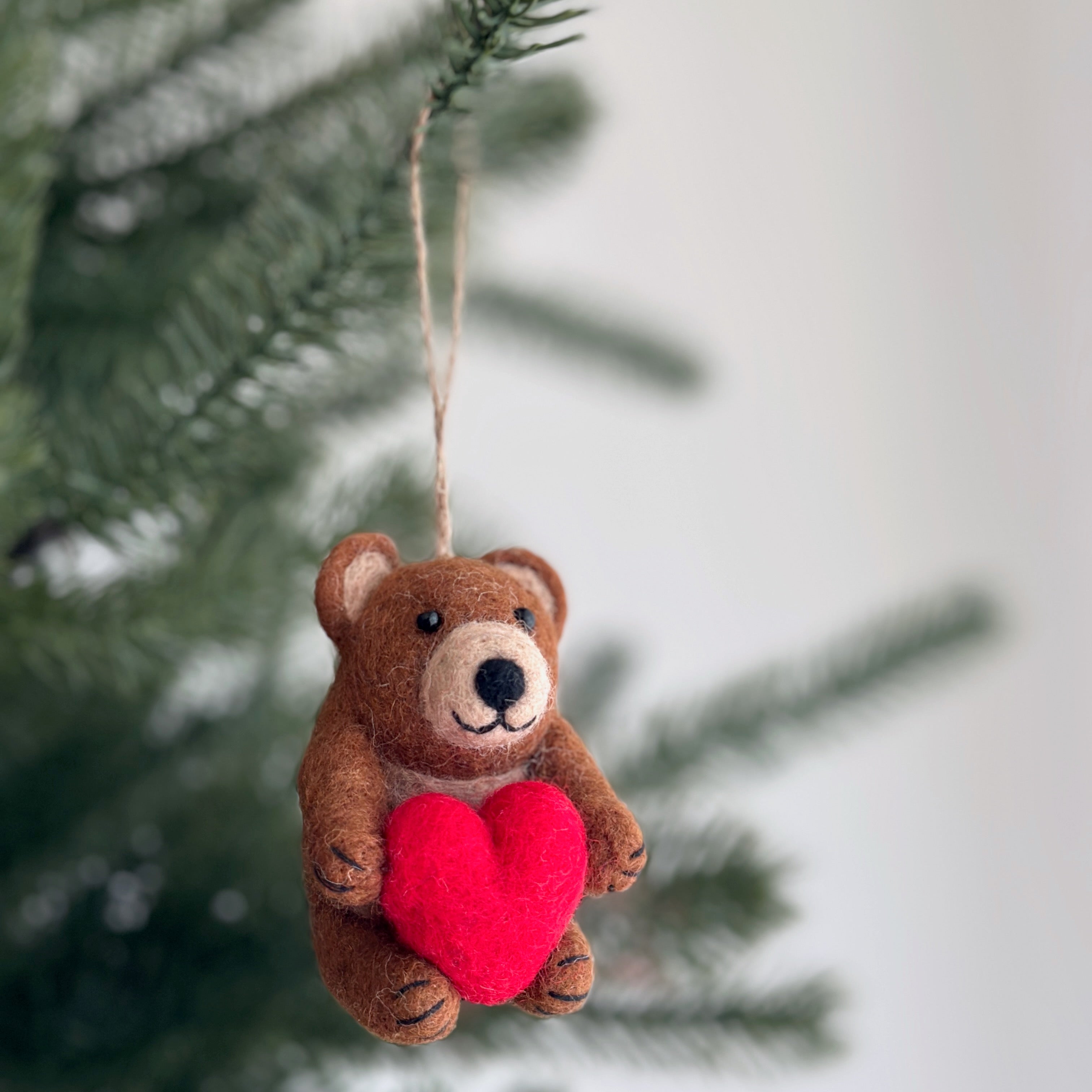Felt Bear Holding Heart Ornament