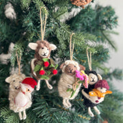 Felt Christmas Ornament Set Of 4 - Sheep Ornaments