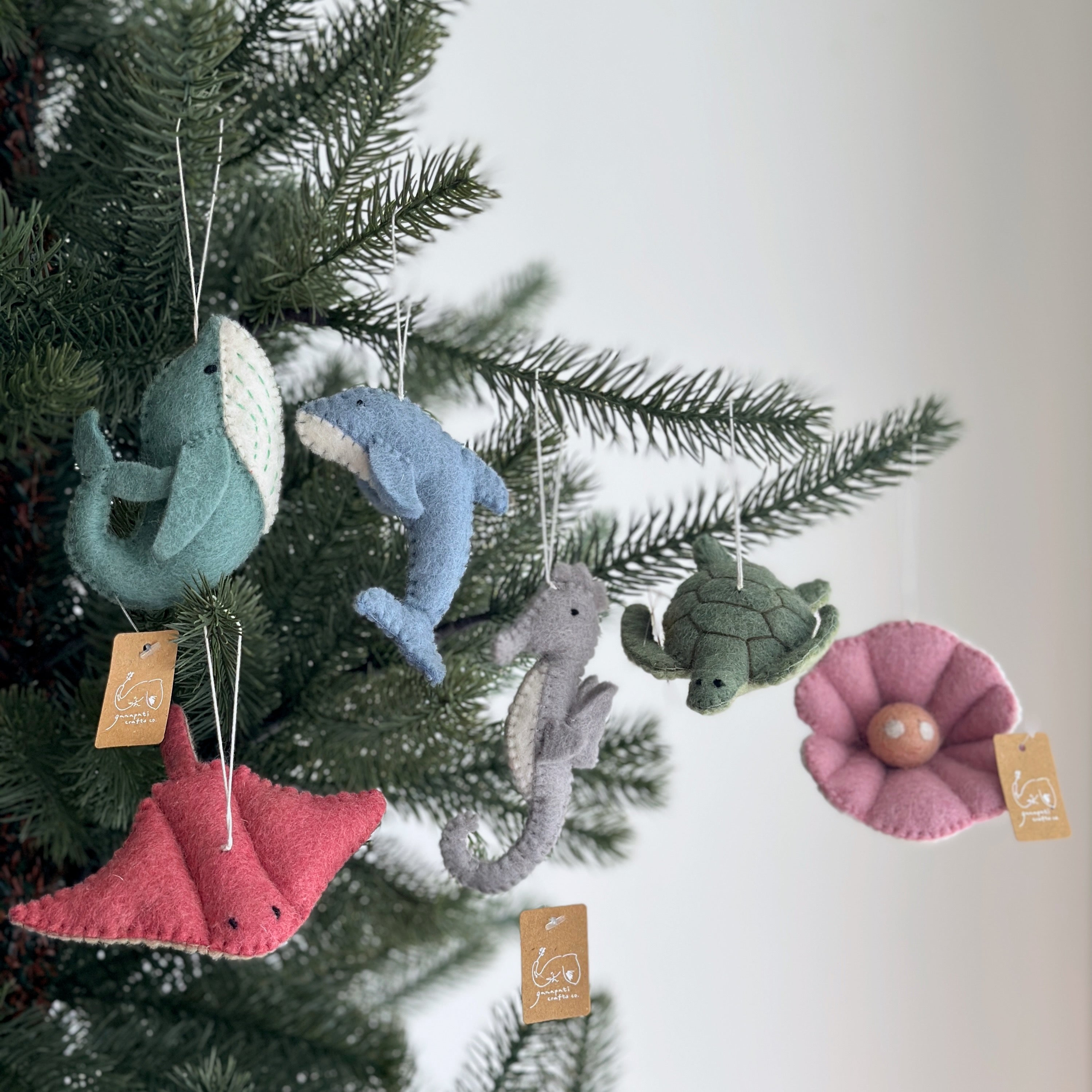 Felt Christmas Ornament Set Of 6 - Ocean Creatures