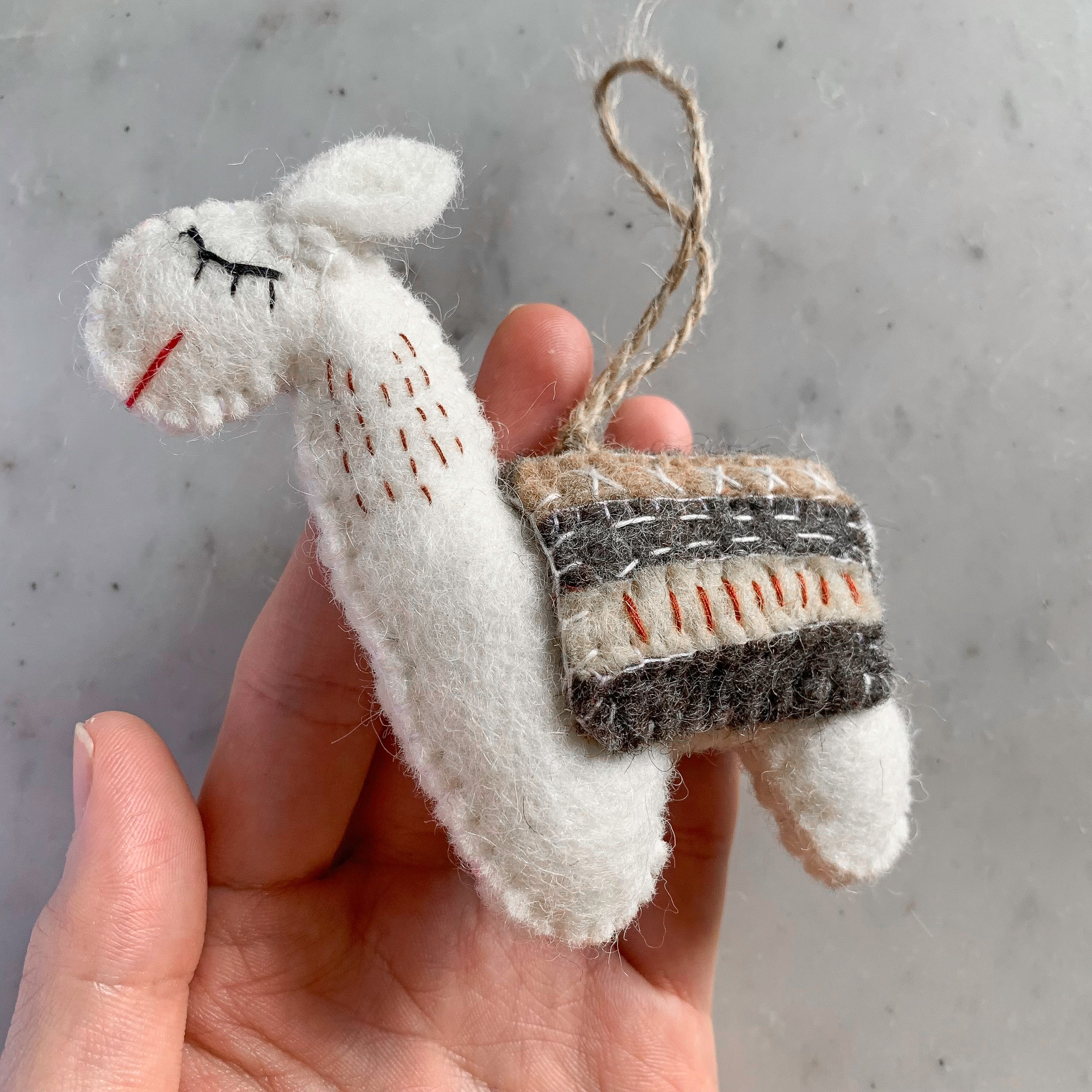 Felt Christmas Ornaments Set Of 2 - Llamas