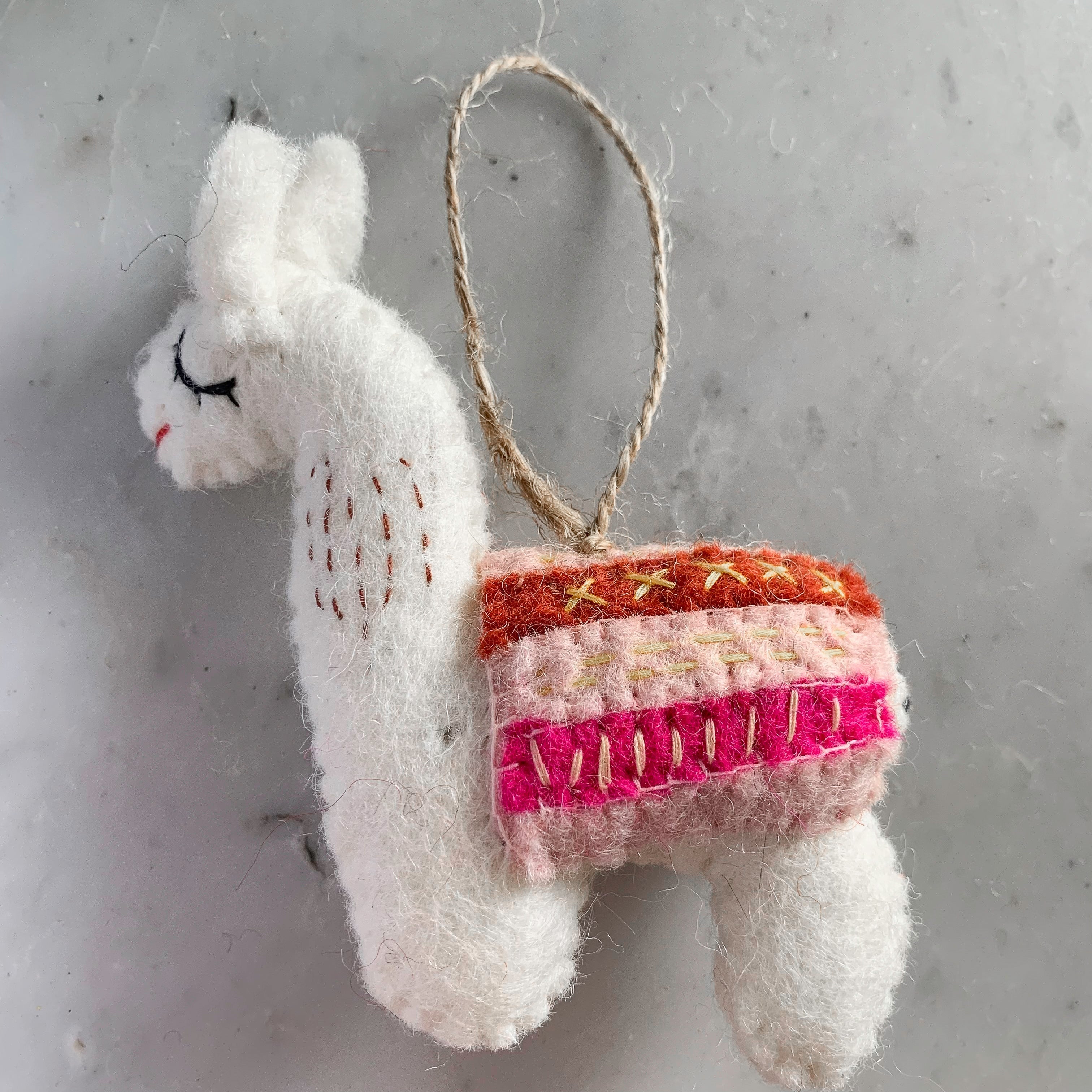 Felt Christmas Ornaments Set Of 2 - Llamas