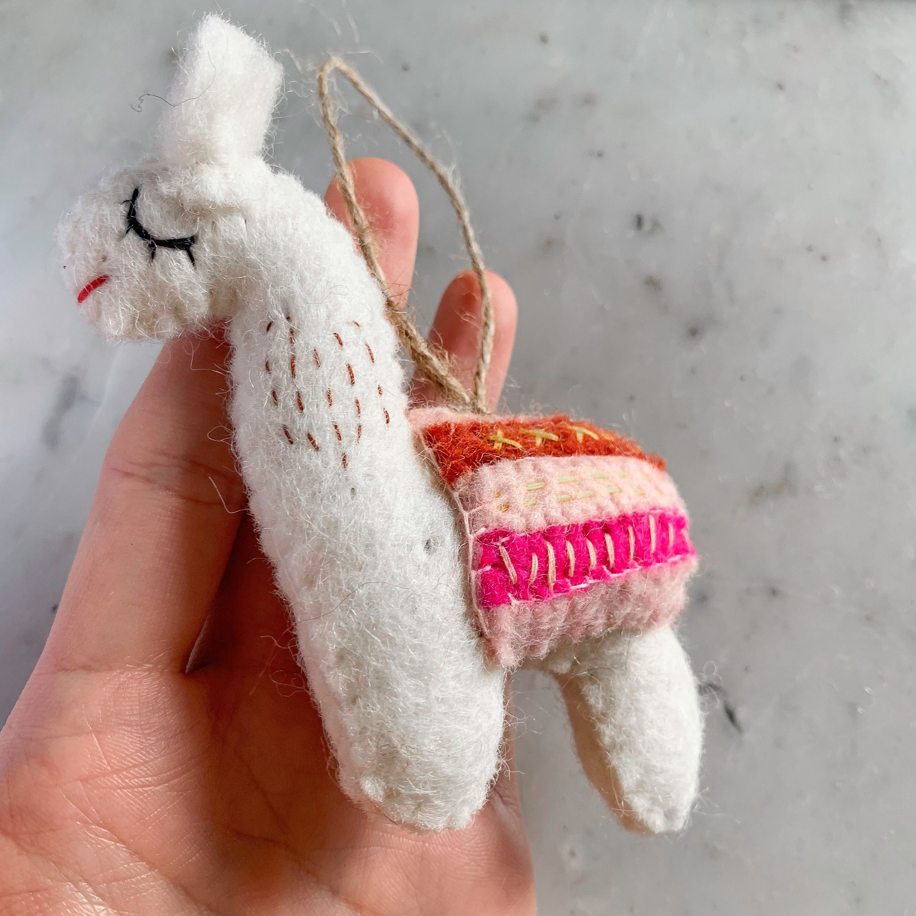 Felt Christmas Ornaments Set Of 2 - Llamas