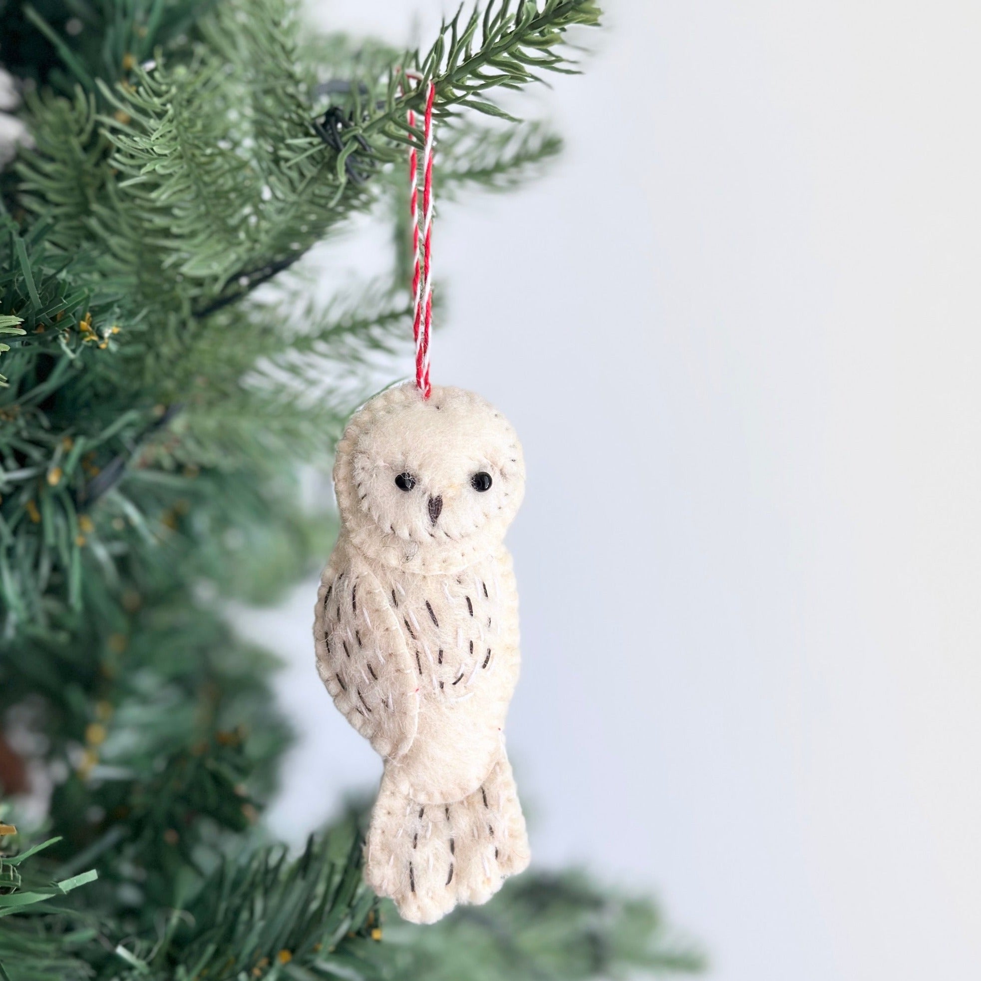 Felt Christmas Ornaments Set Of 3 - Hand-stitched Owls