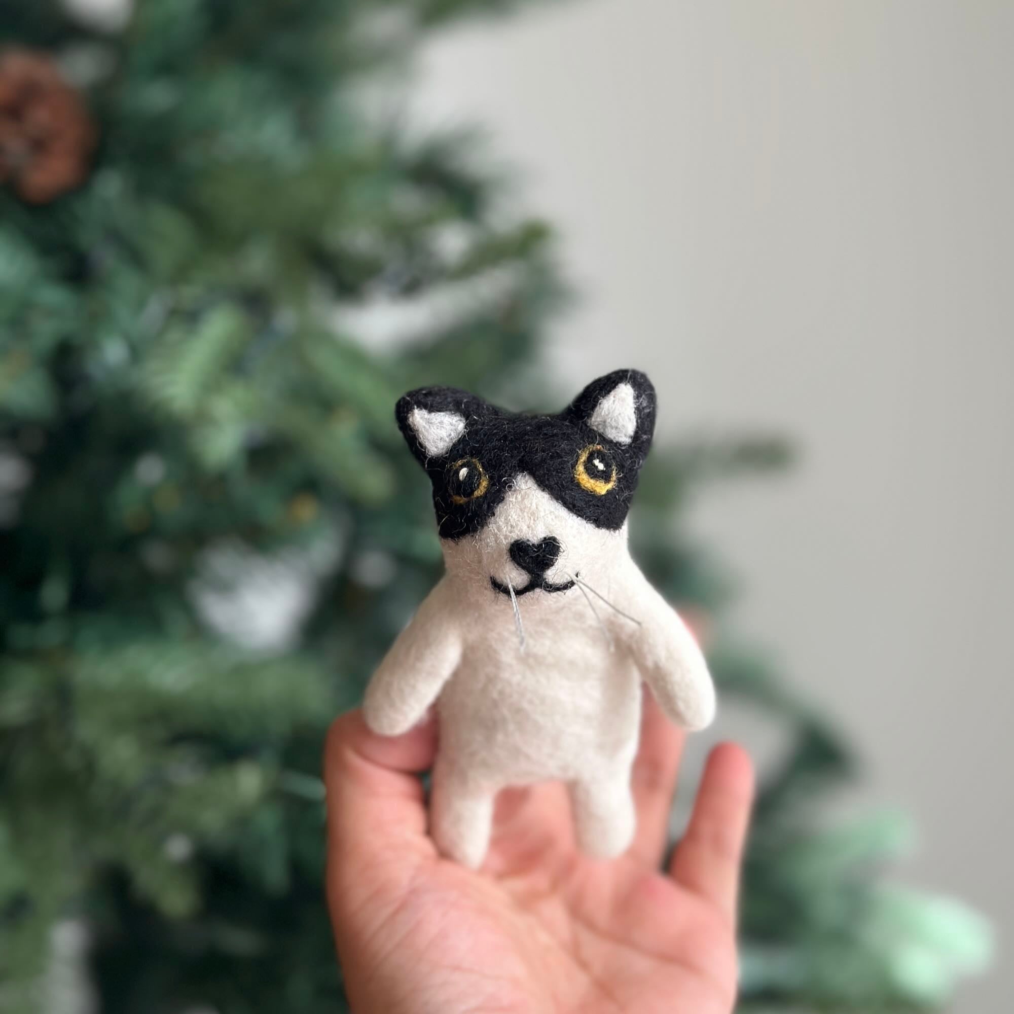Felt Finger Puppet: "baby" The Tuxedo Cat