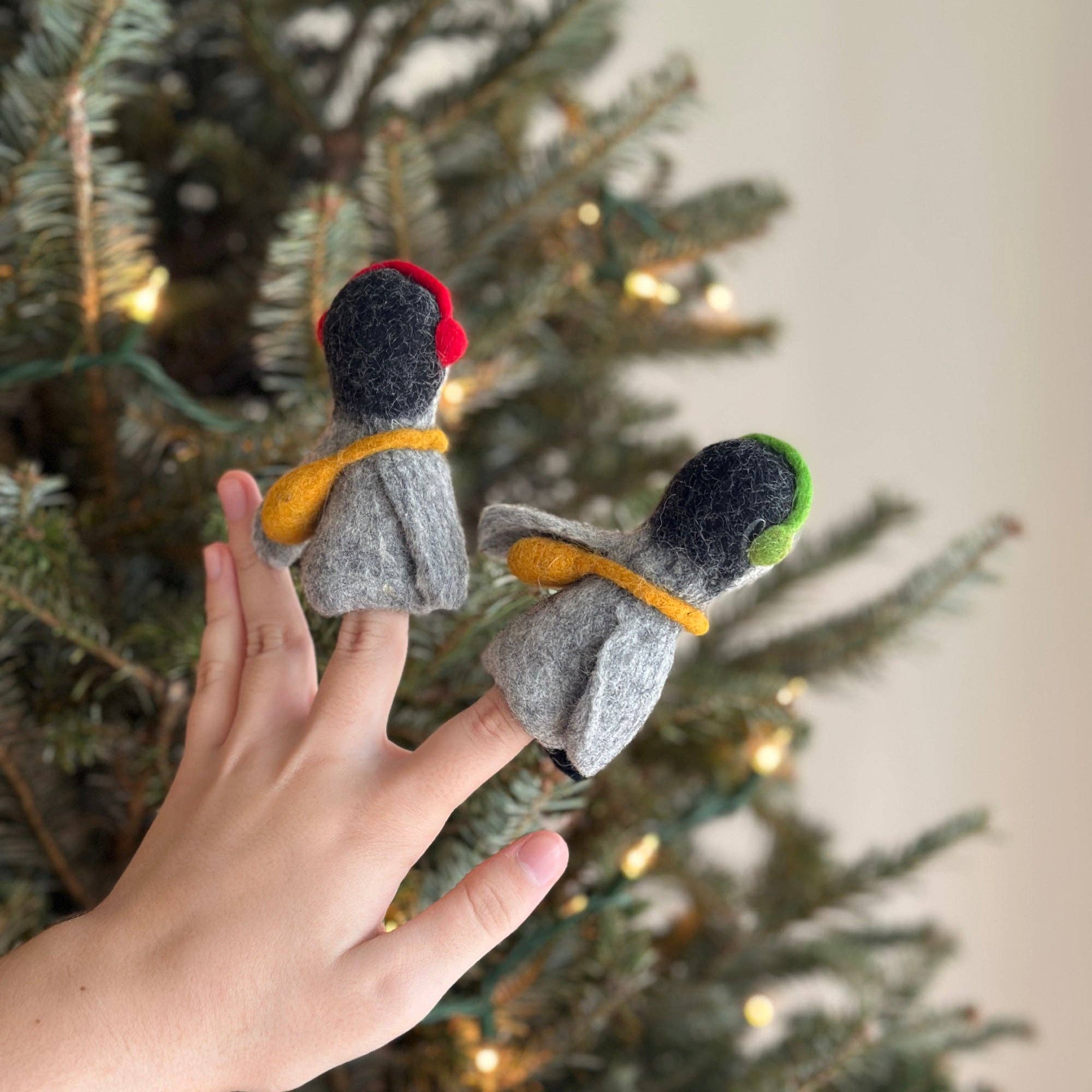 Felt Finger Puppet - Penguin With Headphones
