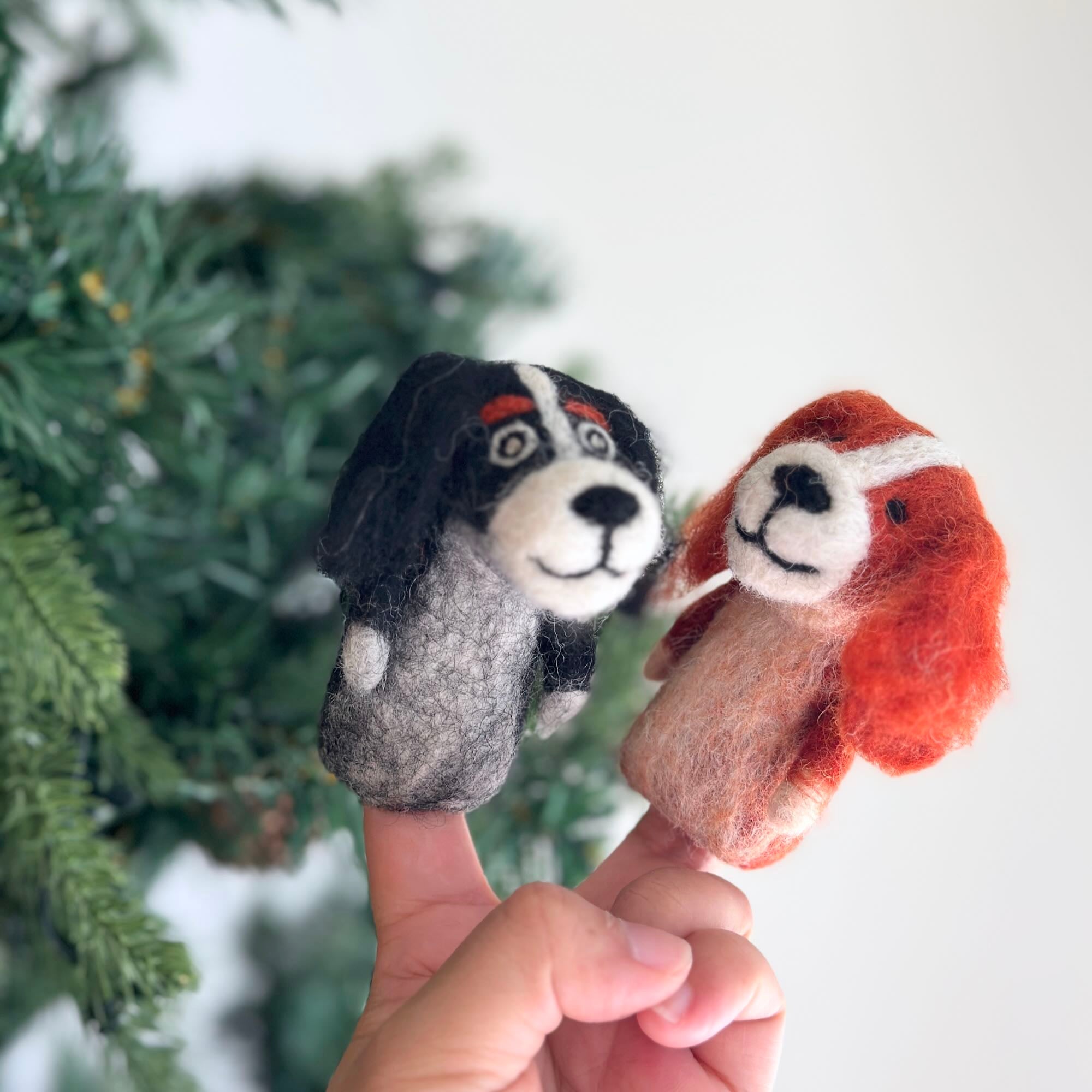 Felt Finger Puppets Set Of 2 - Cavalier King Charles Spaniel